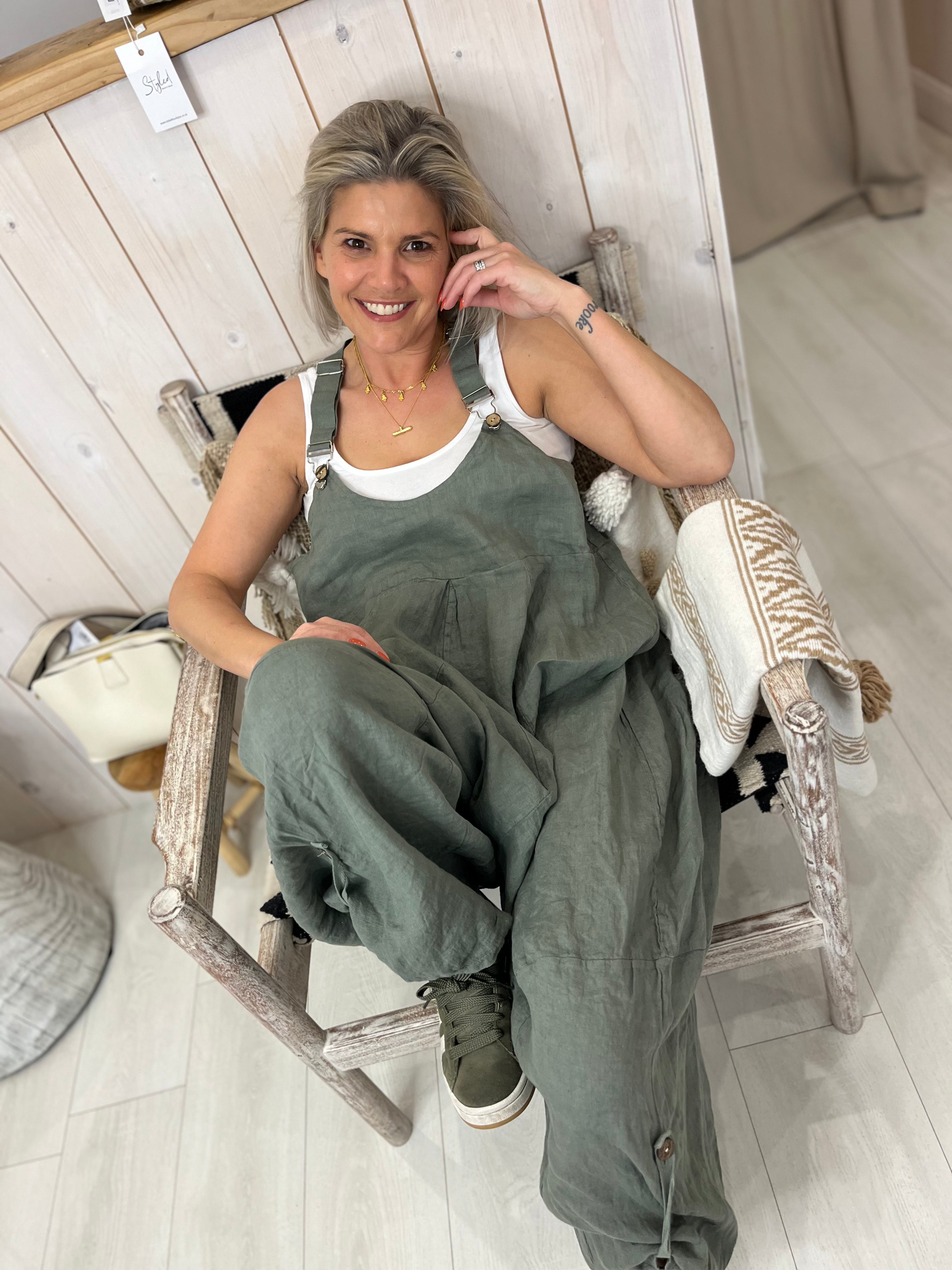 Aicha Linen Dungarees