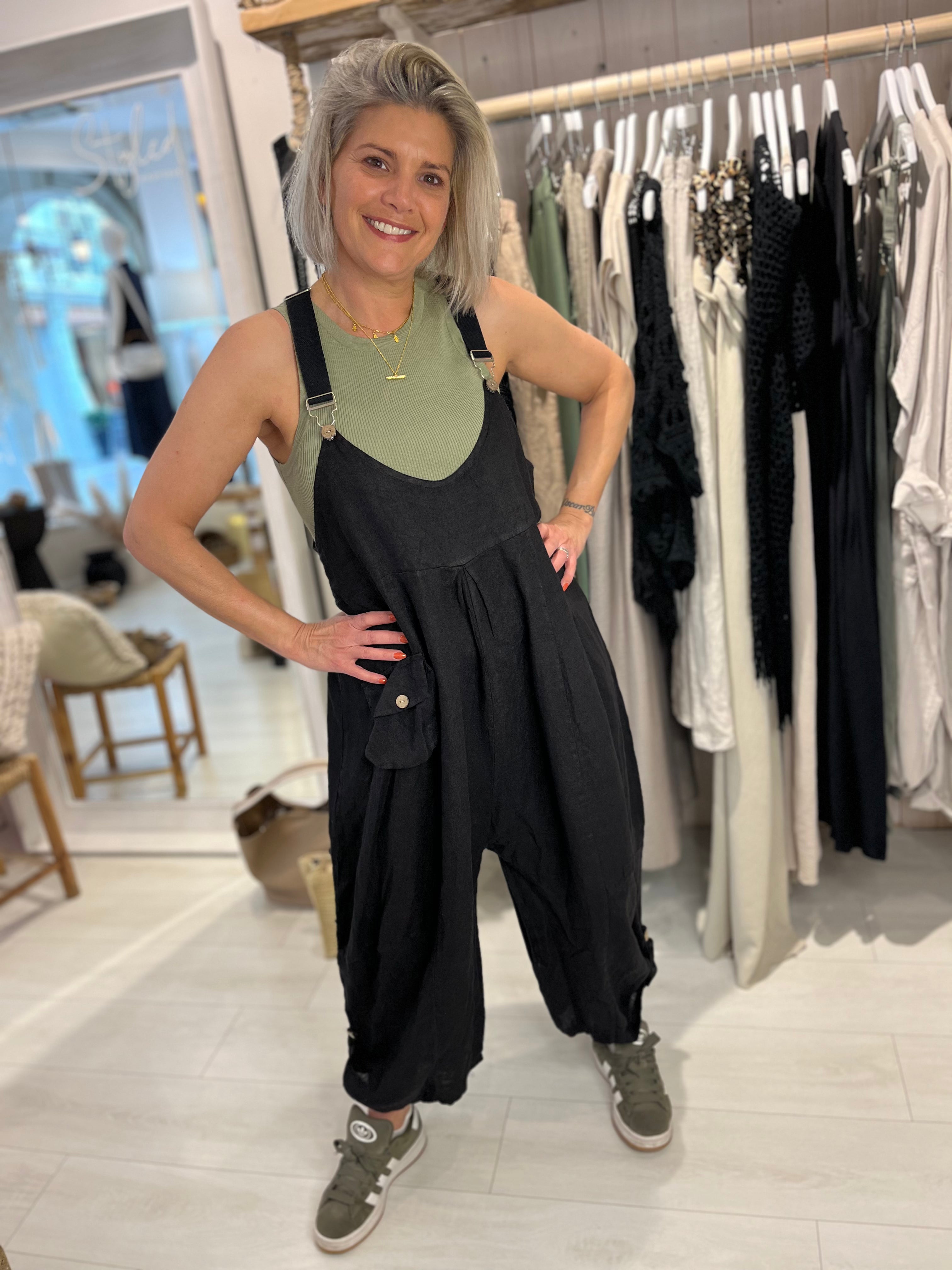 Aicha Linen Dungarees
