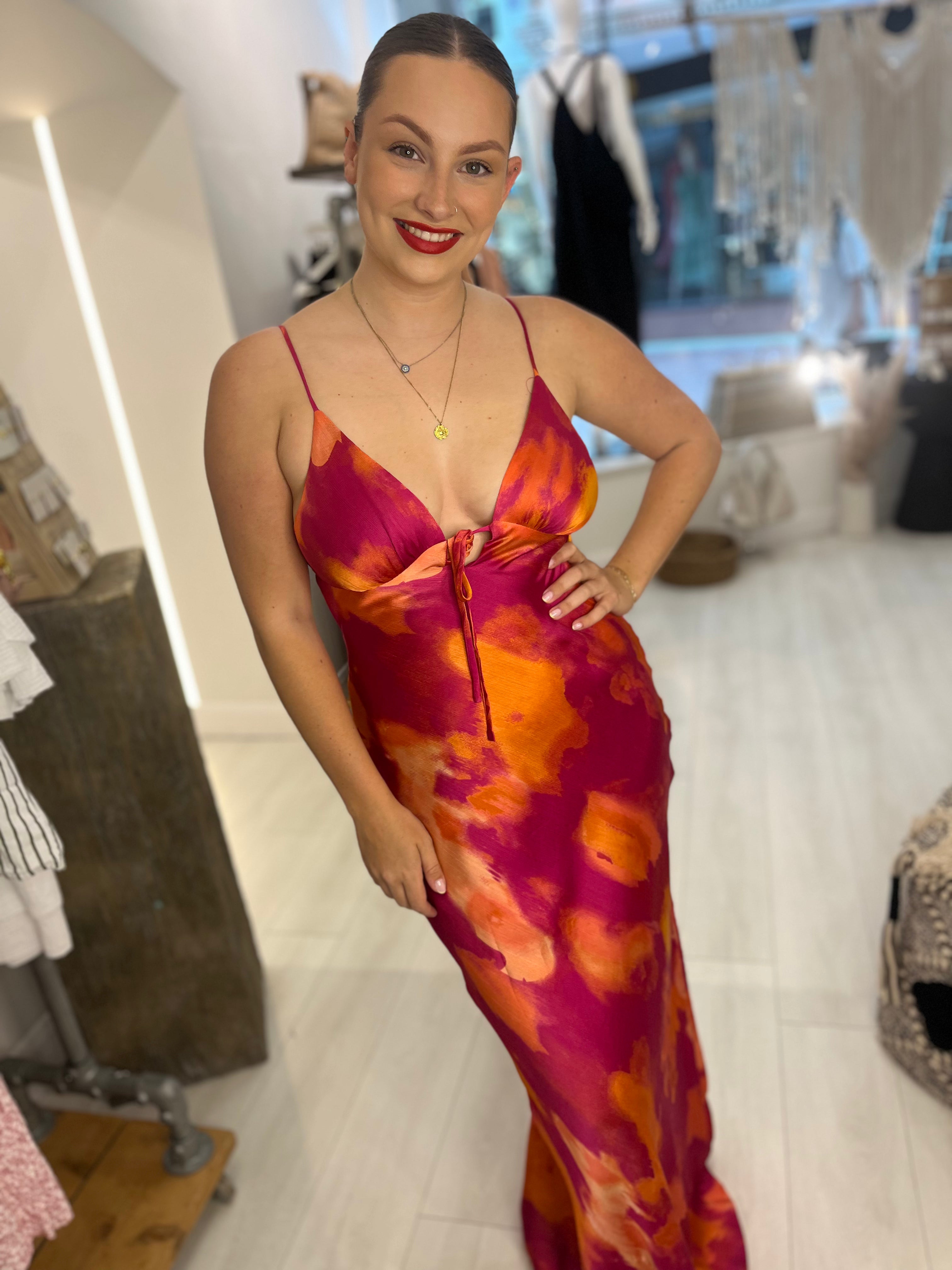 Delia Satin Maxi Dress