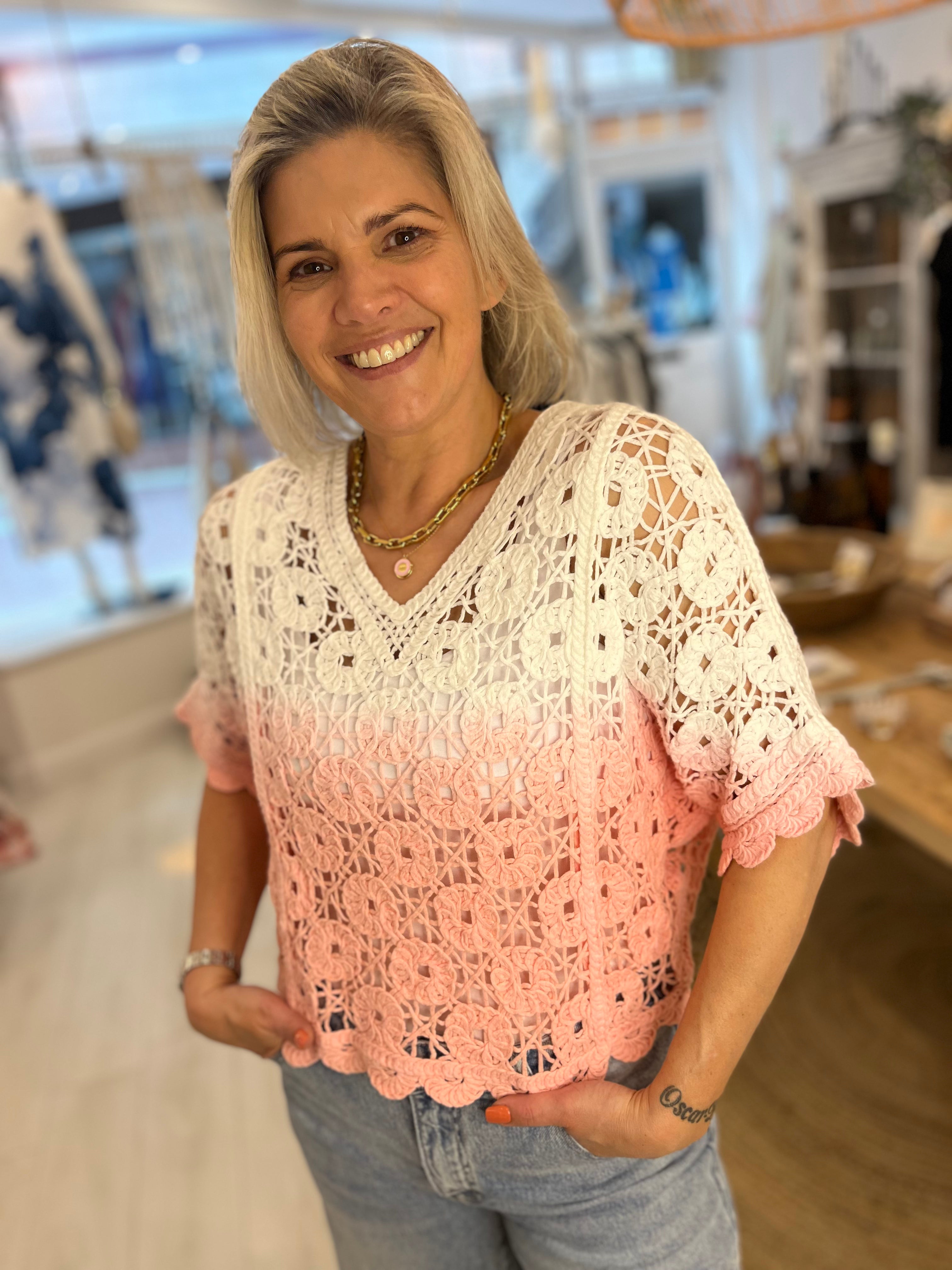 Evie Dip Dye Crochet Tee