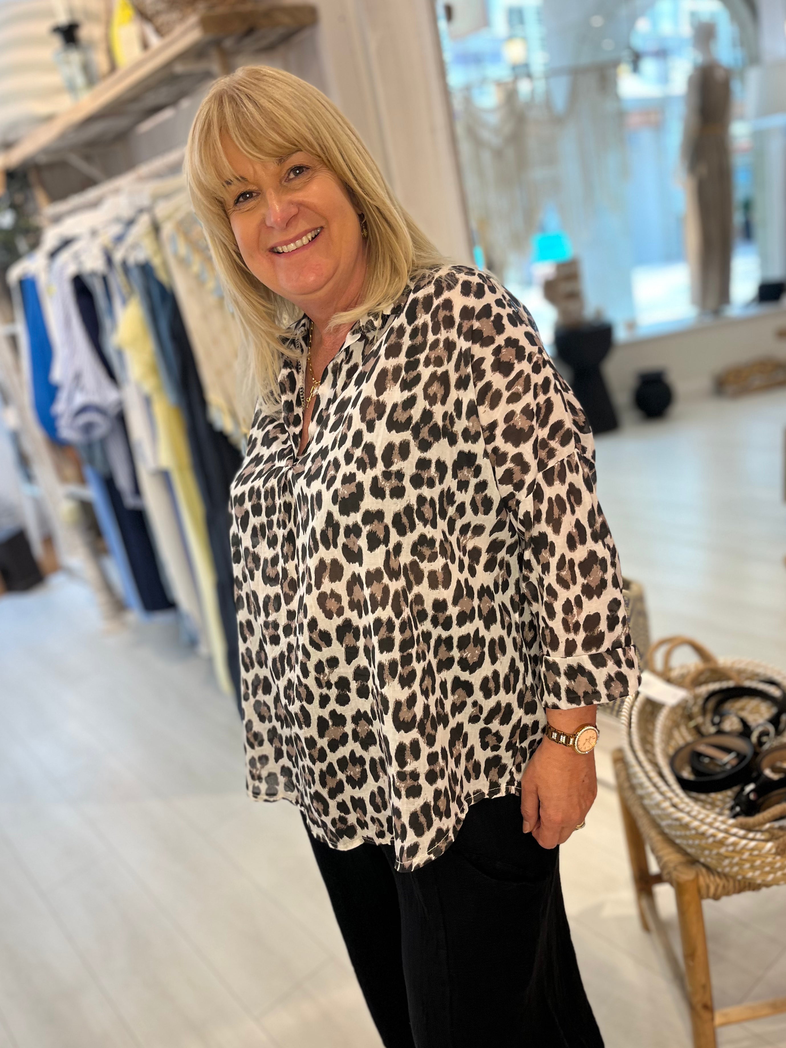 Esme Cotton Leopard Blouse
