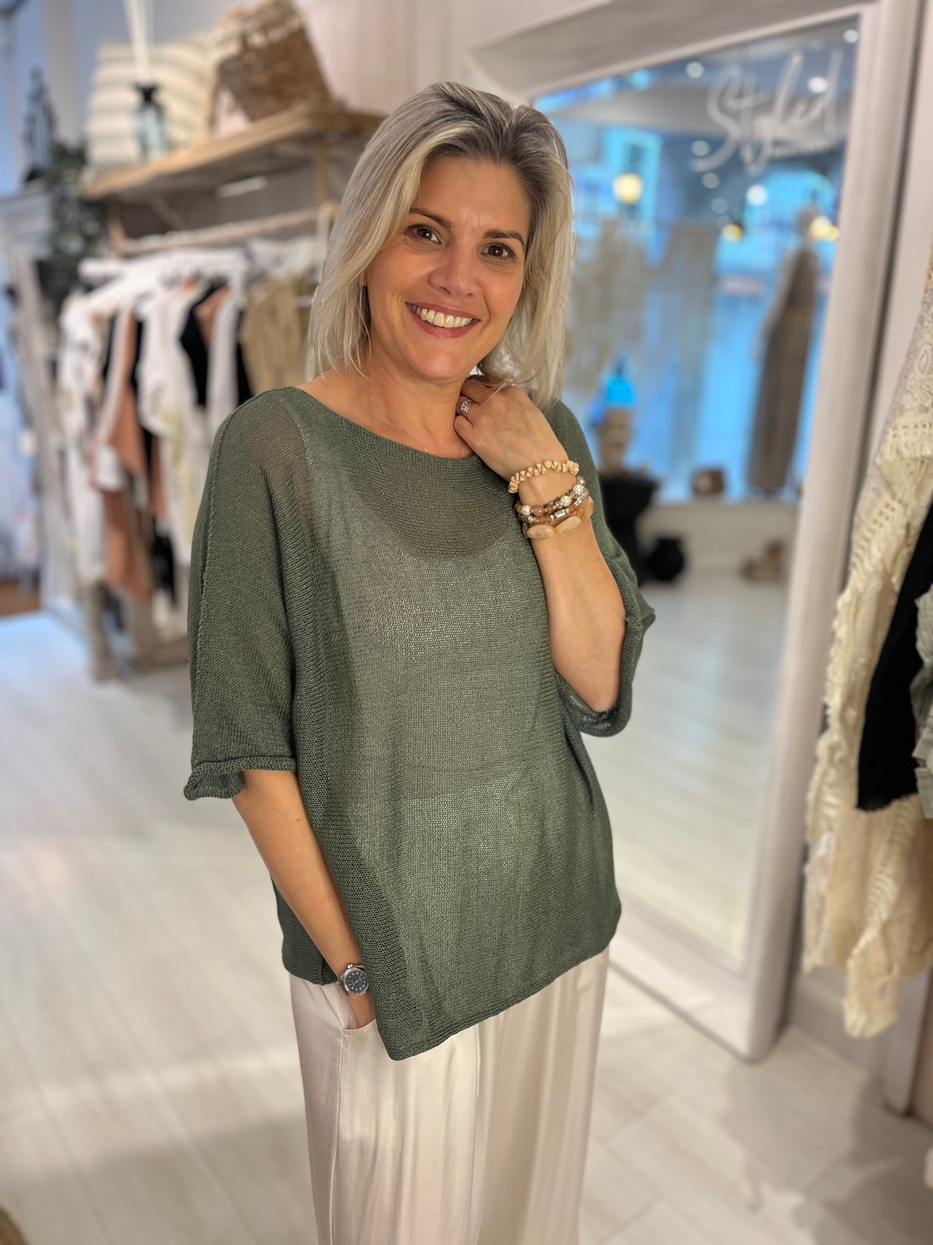Cassia 3/4 Sleeve Slouch Knit