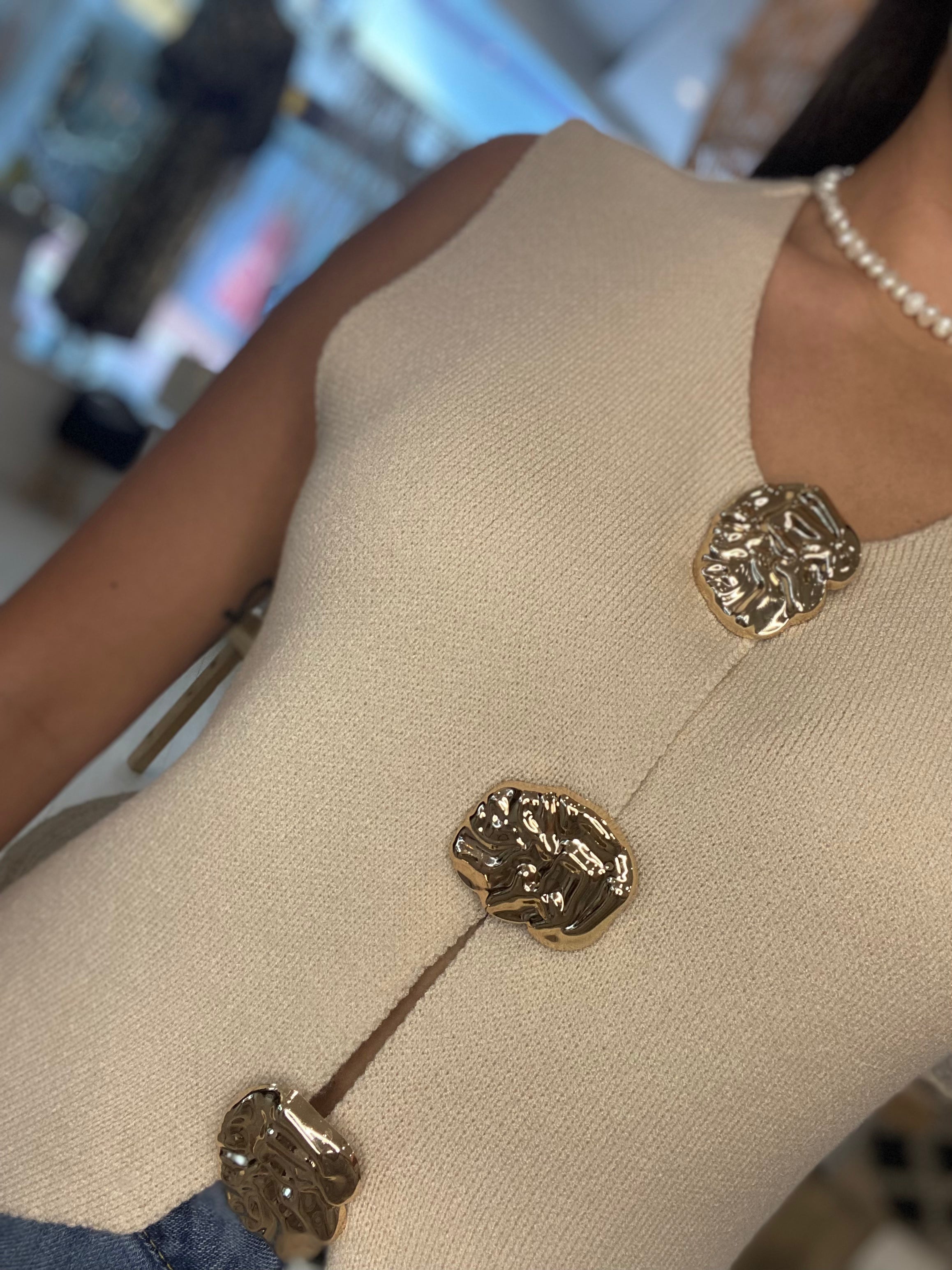 Goldie Gold Button Waistcoat