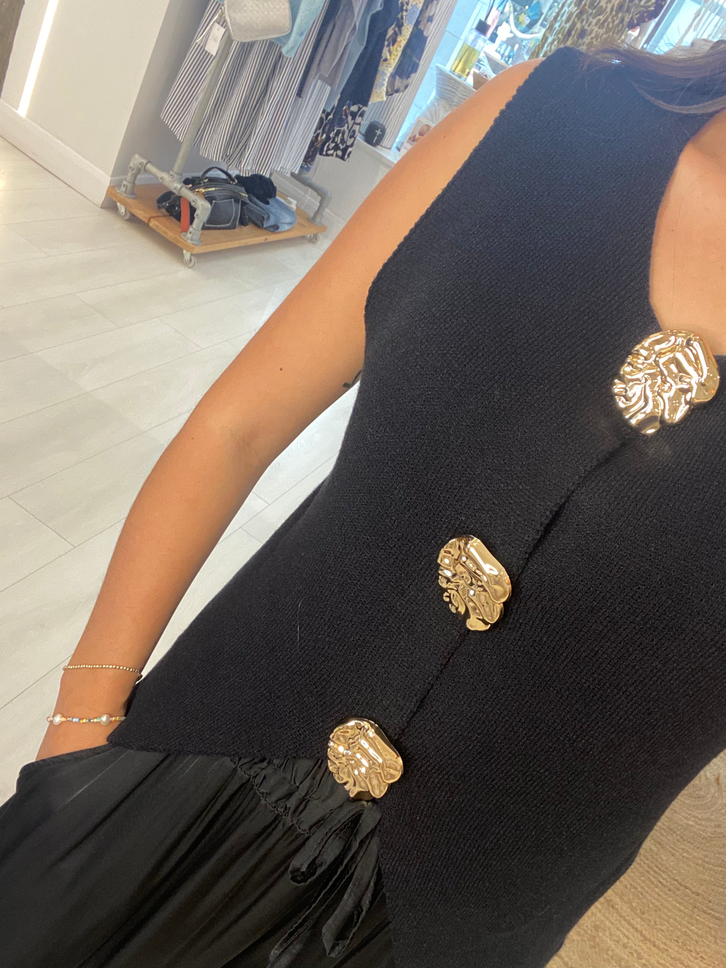Goldie Gold Button Waistcoat