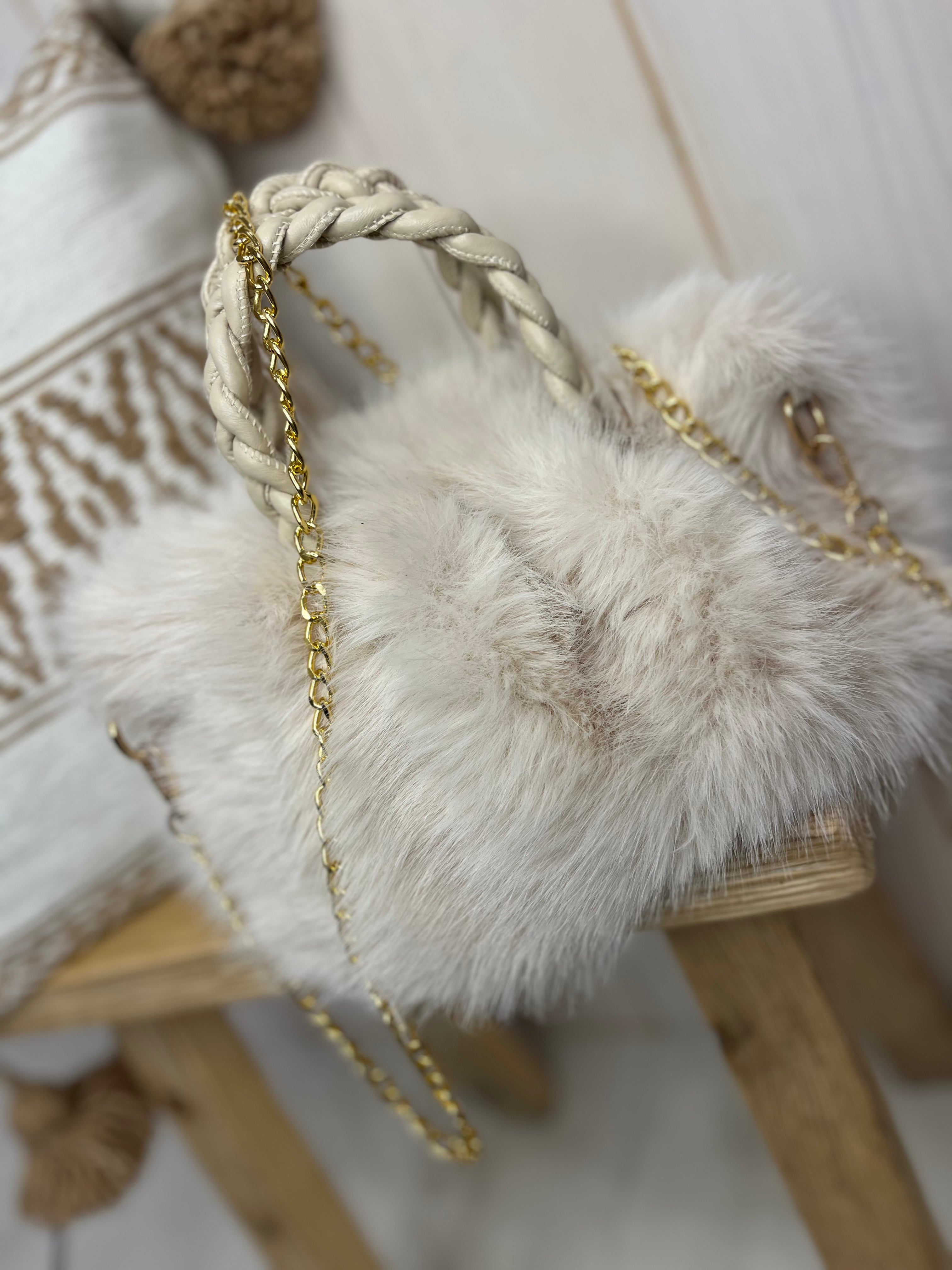 Faux Fur Chain Handbag