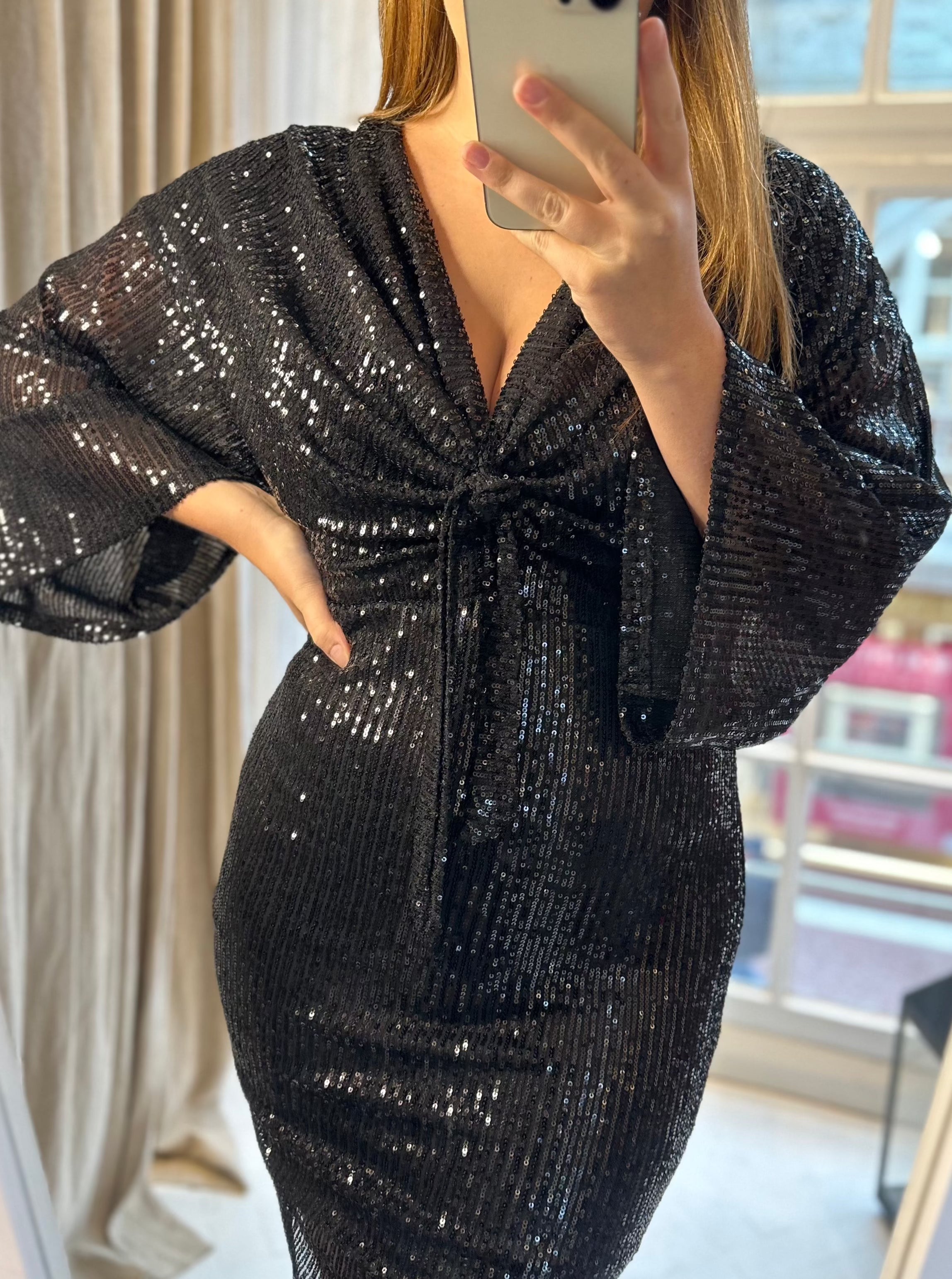 Sabina Tie Sequin Dress