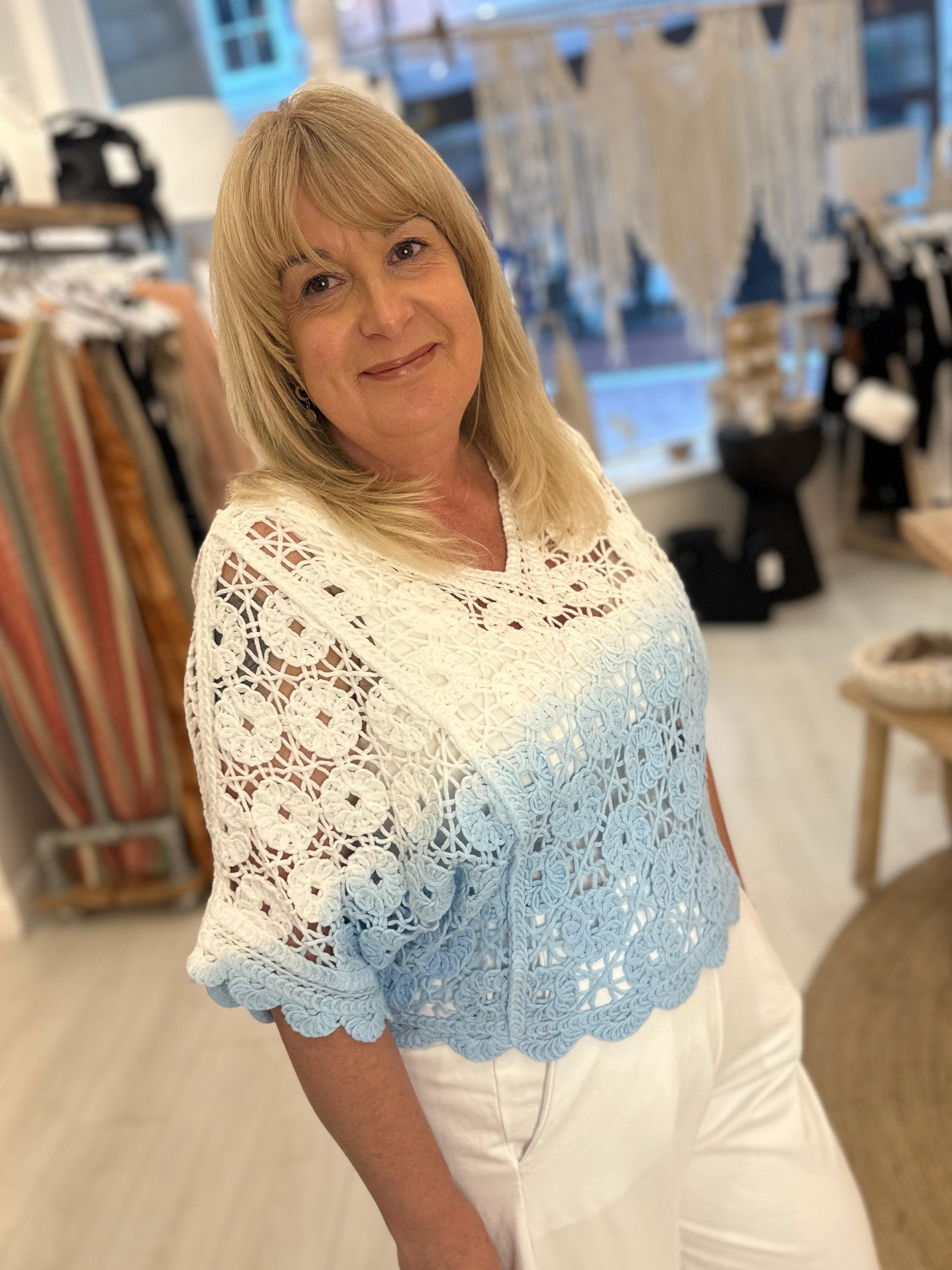 Evie Dip Dye Crochet Tee