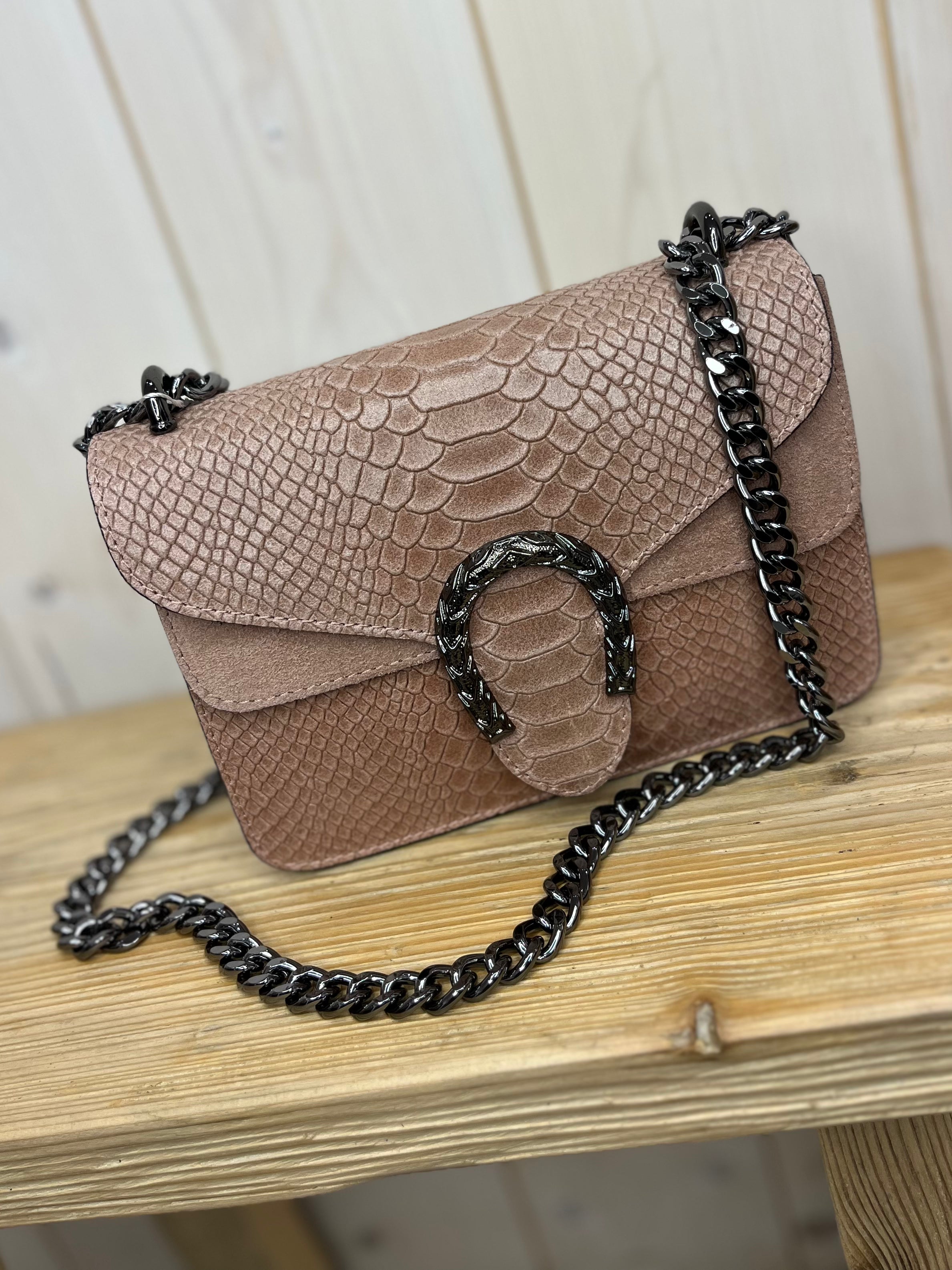 Silver Horseshoe Croc Cross Body Bag
