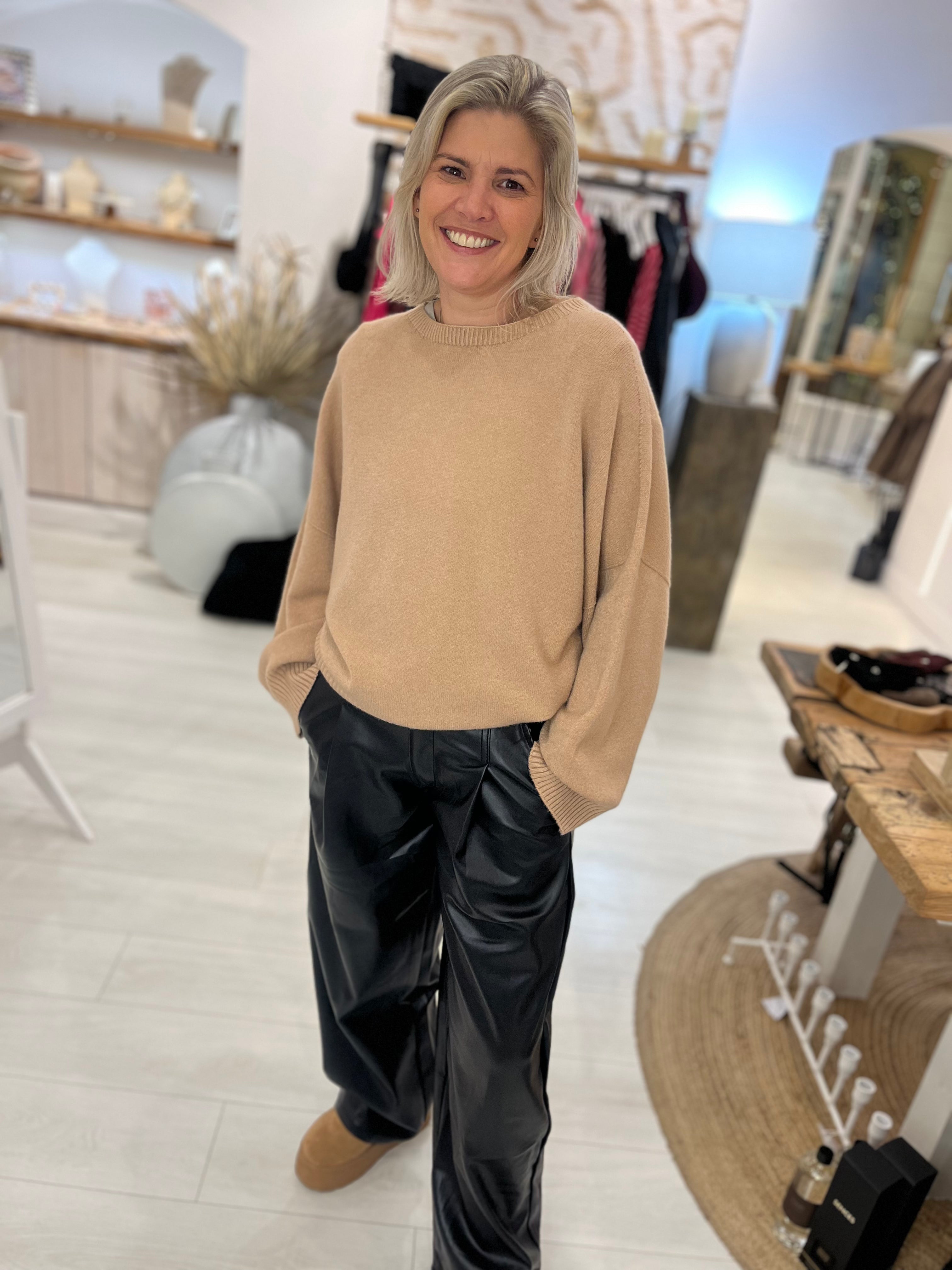 Stevie Pleather Wide Leg Trousers