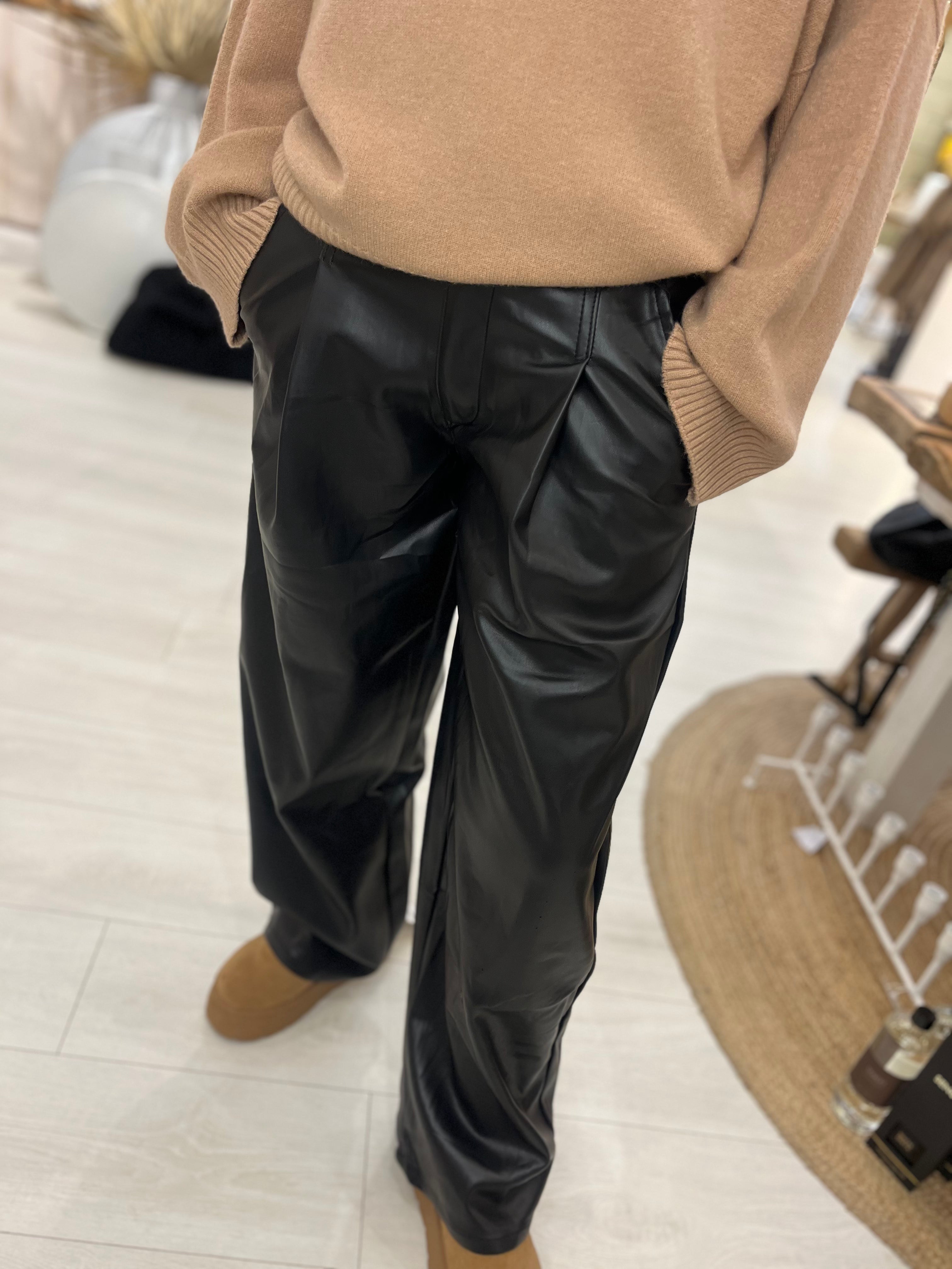 Stevie Pleather Wide Leg Trousers