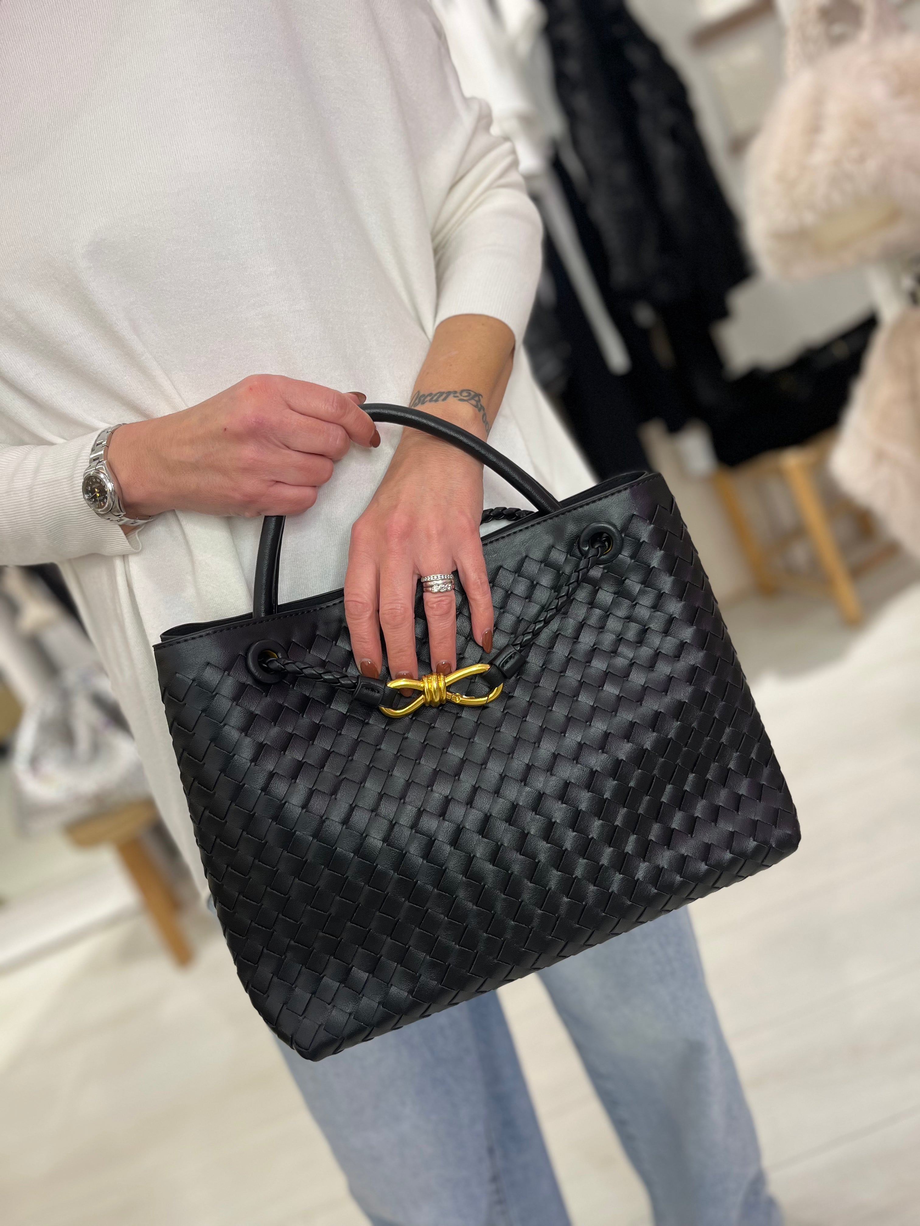 Beau Woven Faux Leather Bag