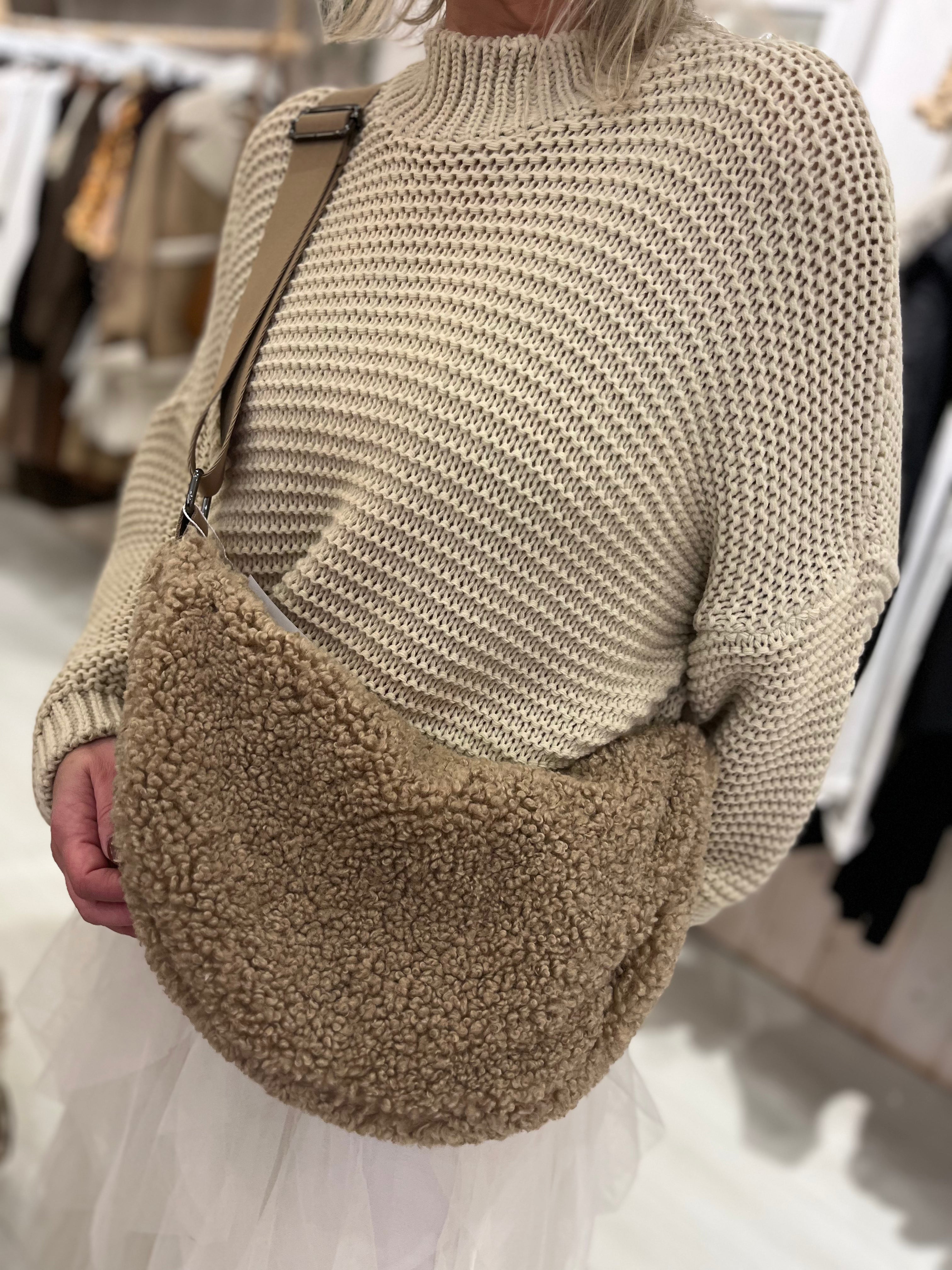 Teddy Half Moon Crossbody Bag