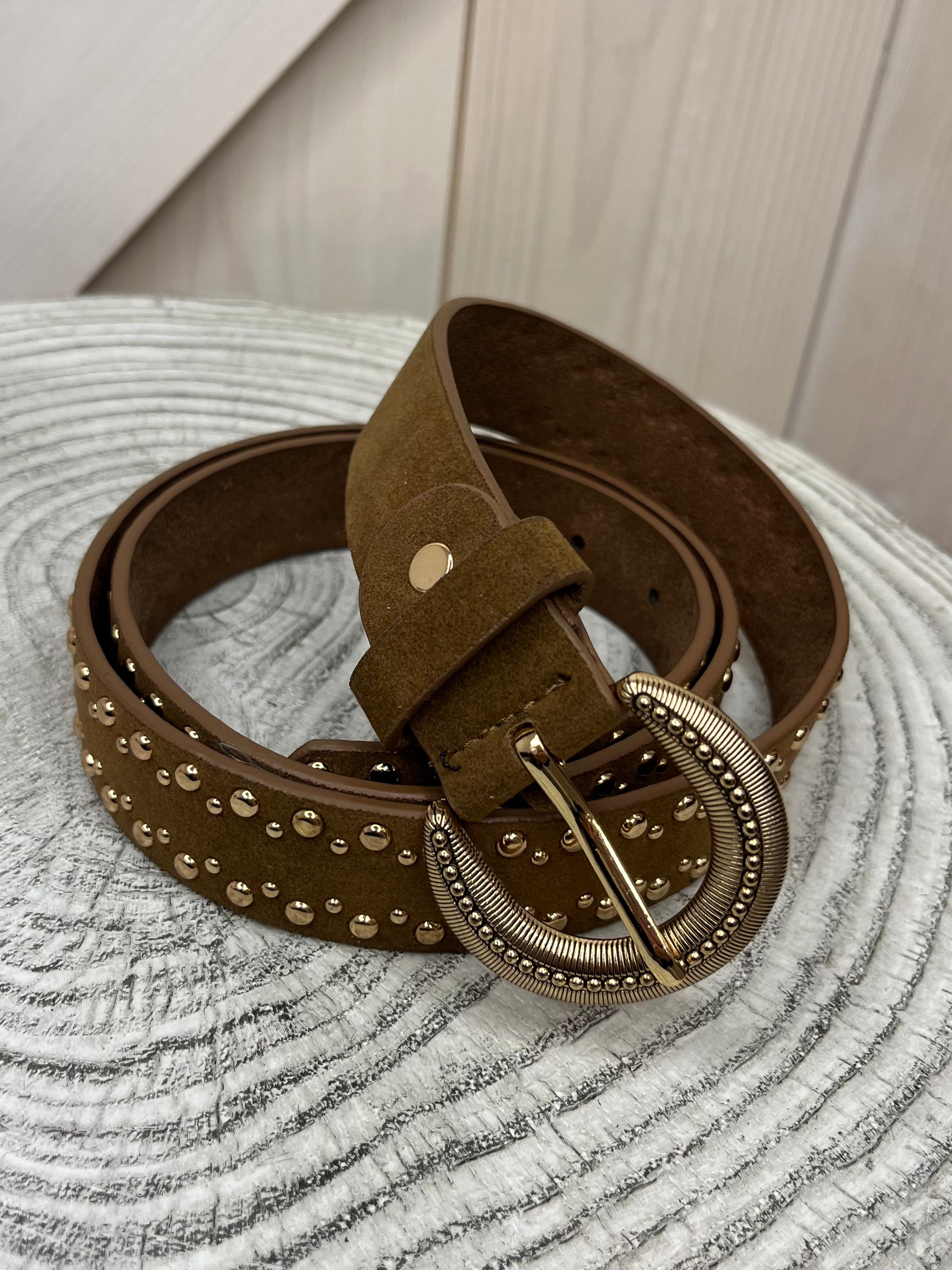 Faux Suede Studded Belt