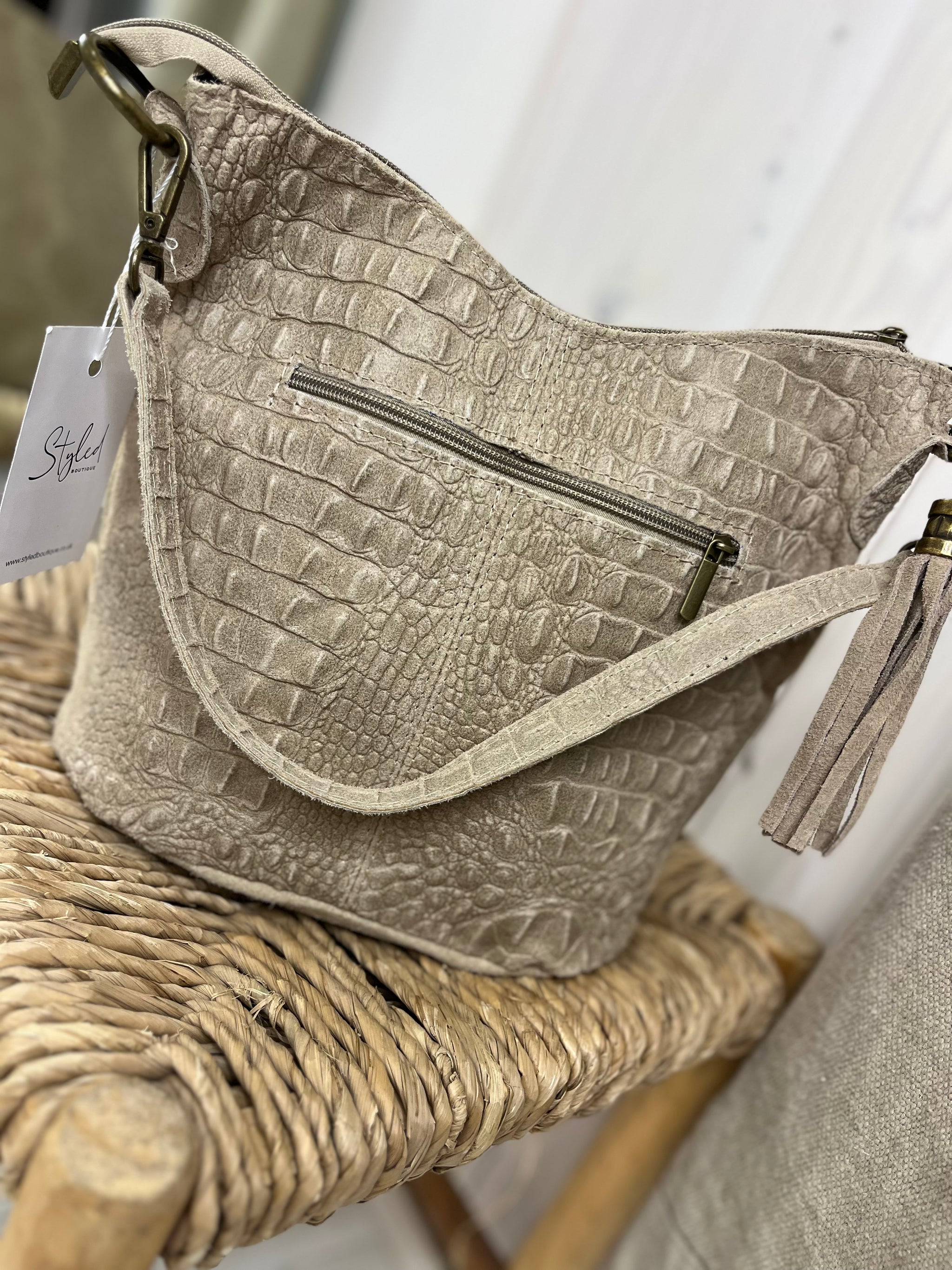 Belted Mini Bucket Croc Bag