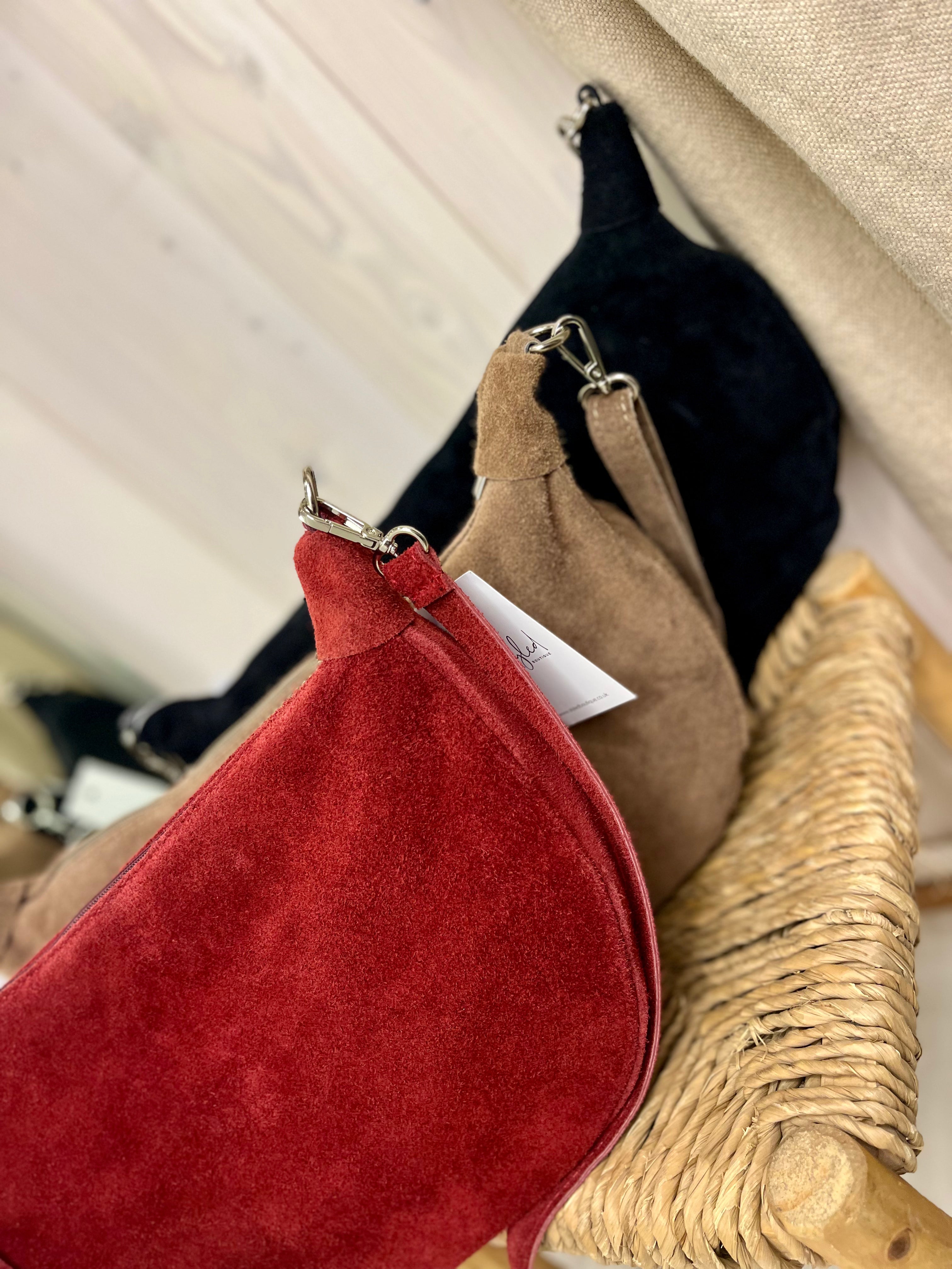 Suede Half Moon Handbag