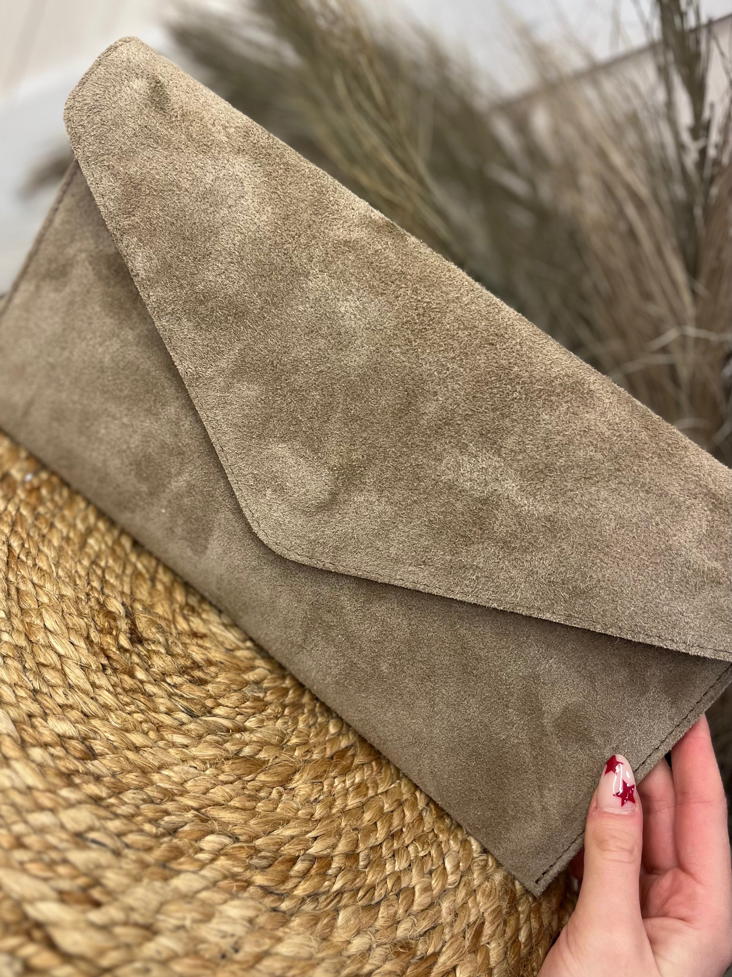 Alissa Envelope Suede Clutch