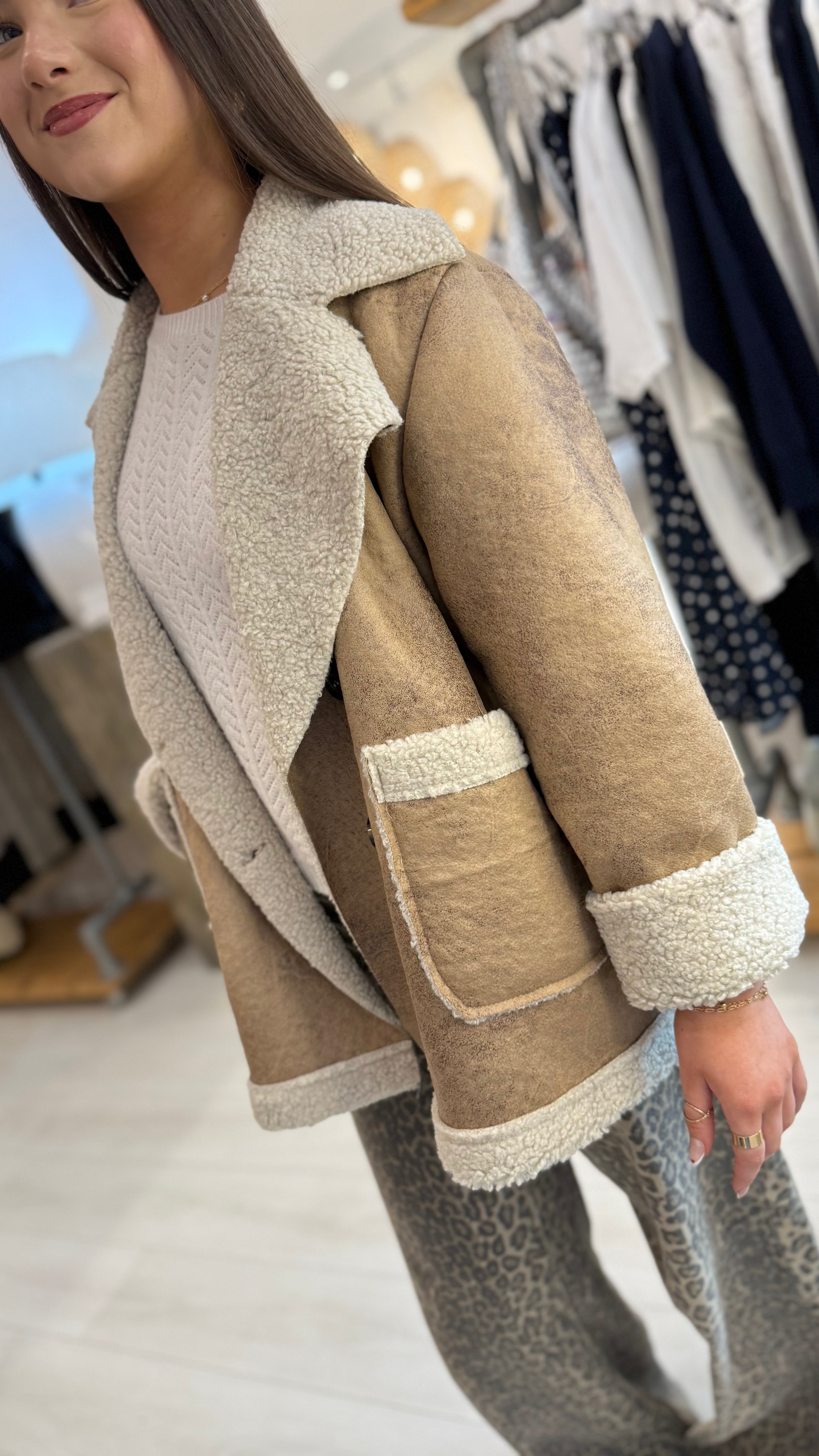 Teddy Lined Aviator Jacket