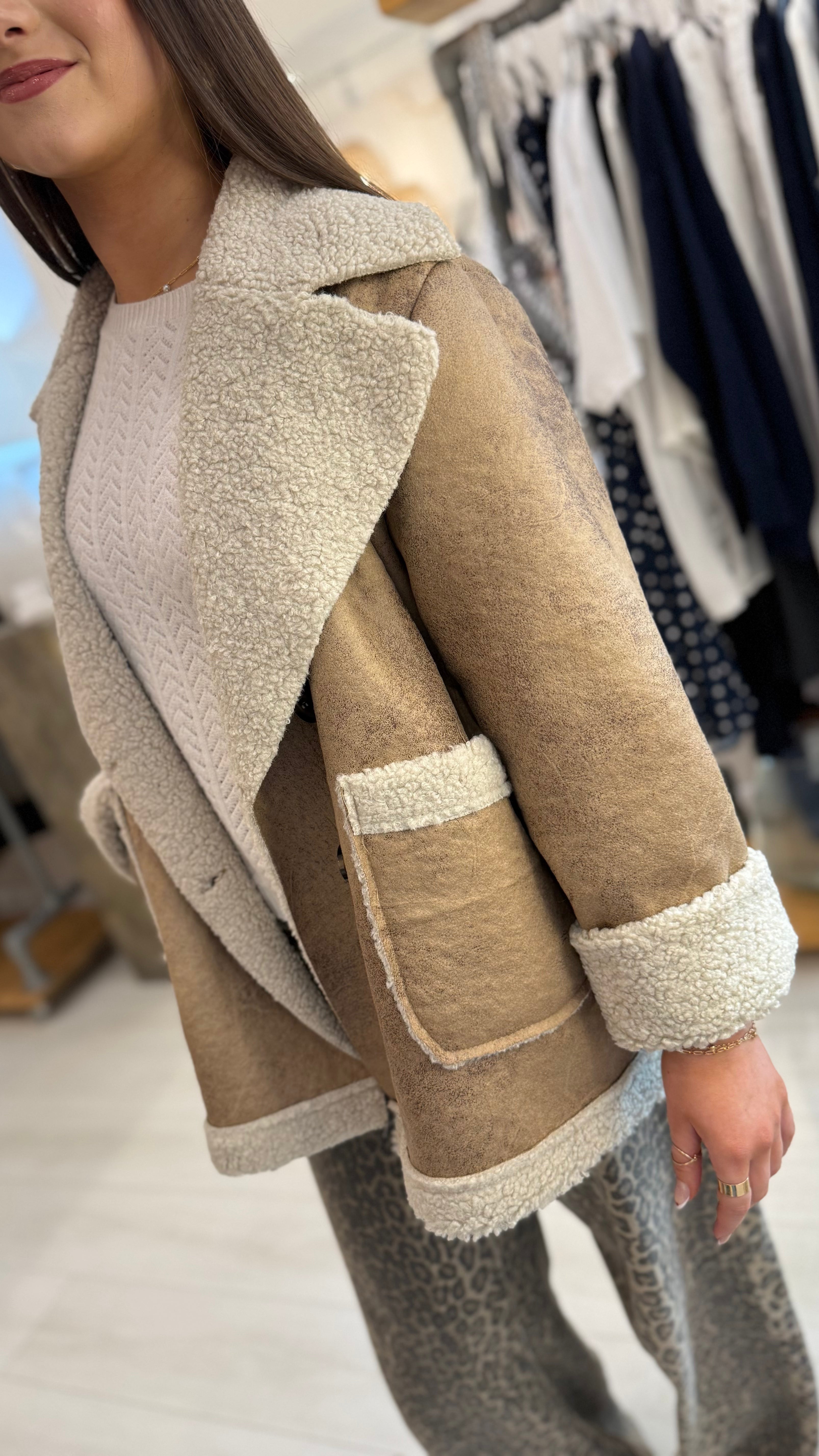 Teddy Lined Aviator Jacket