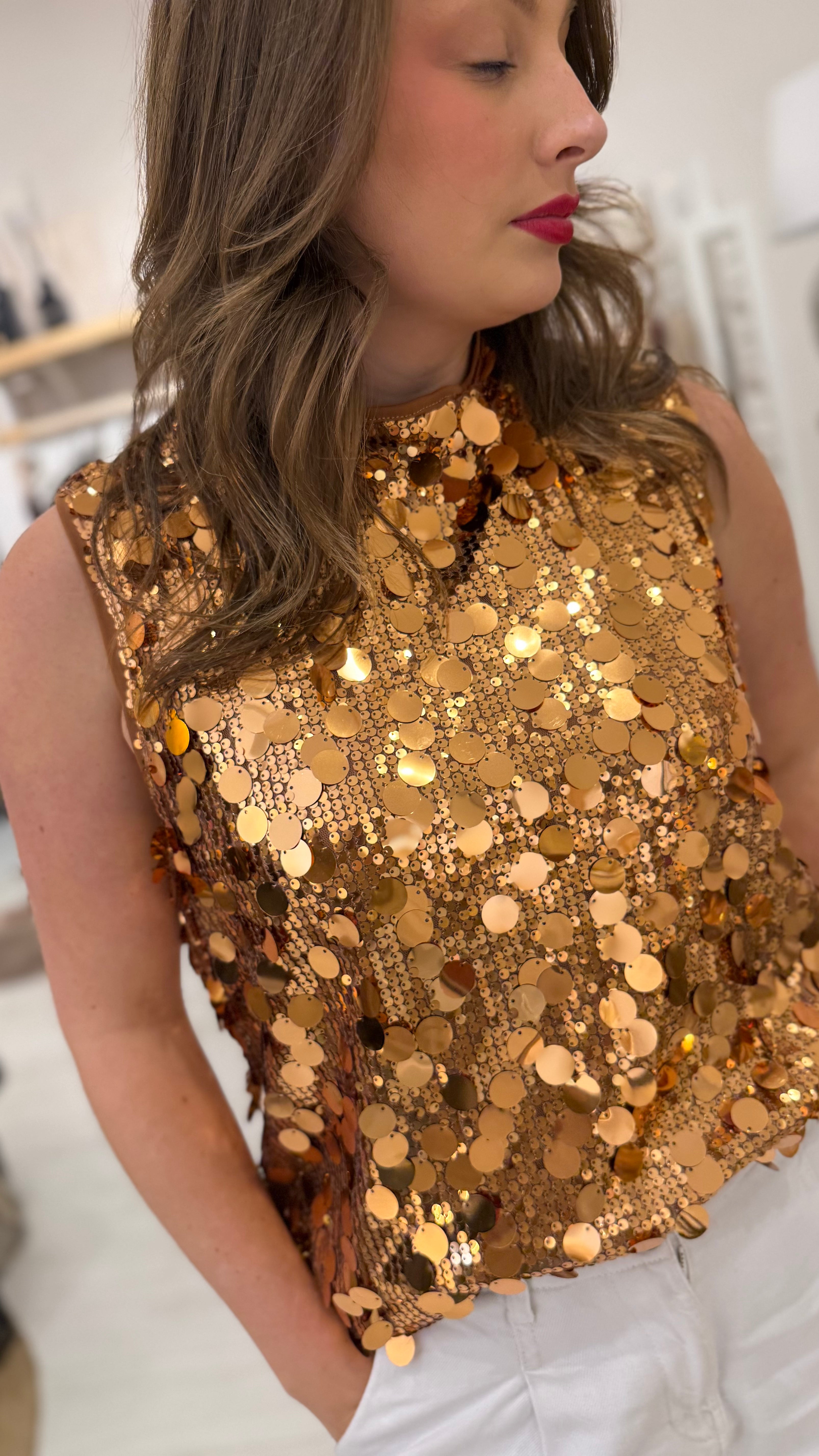 Patsy Sequin High Neck Top