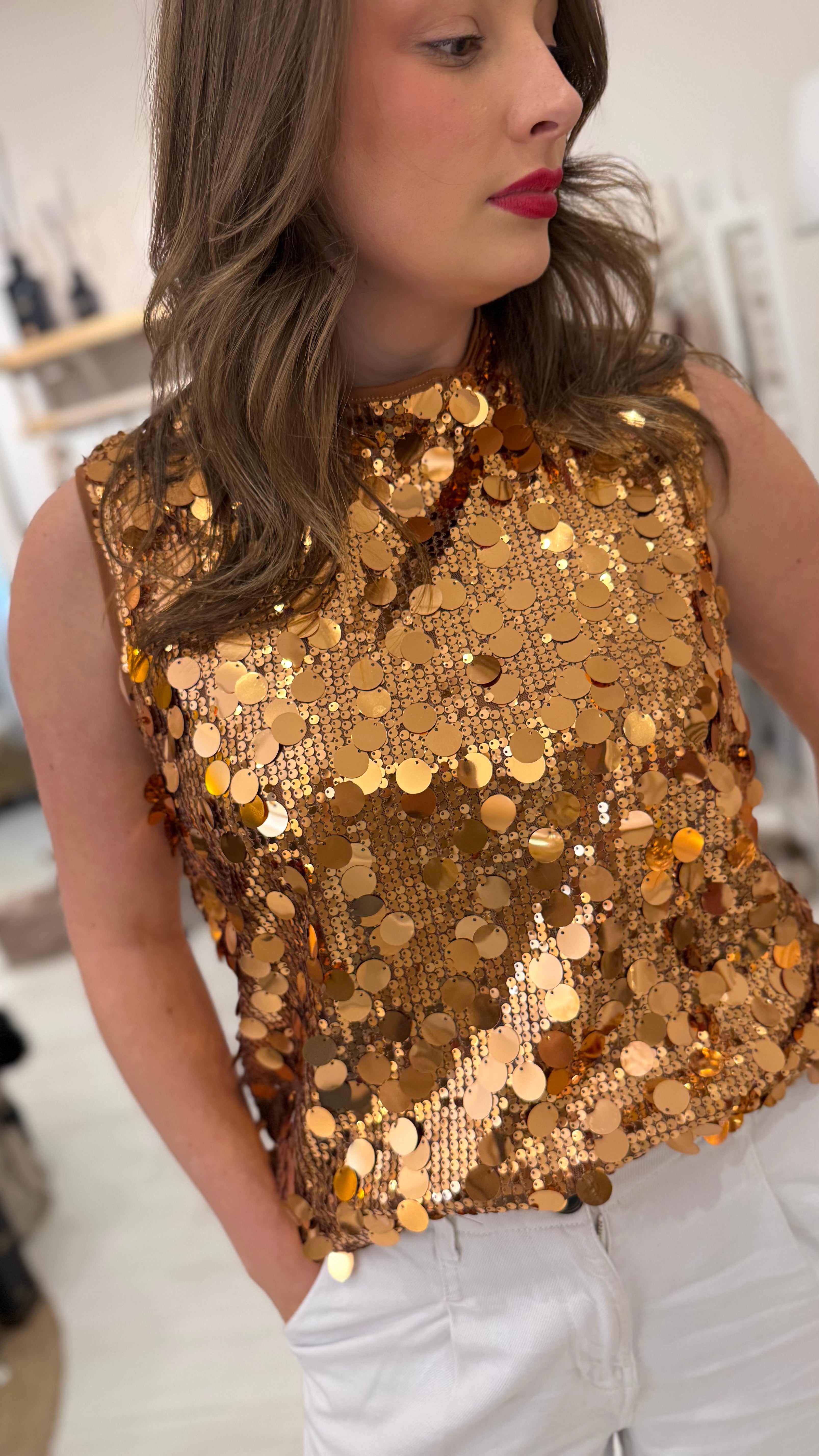 Patsy Sequin High Neck Top