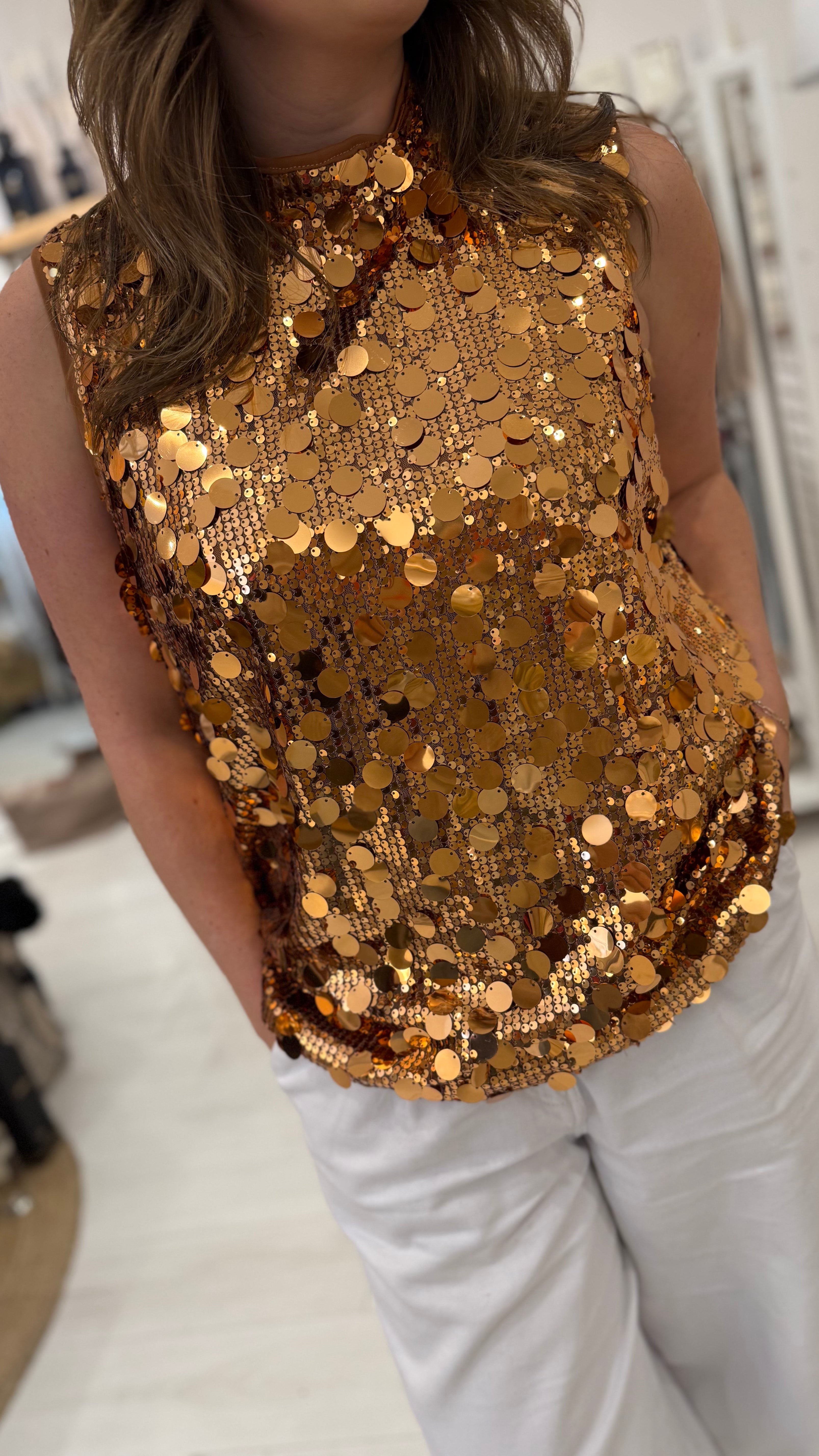 Patsy Sequin High Neck Top