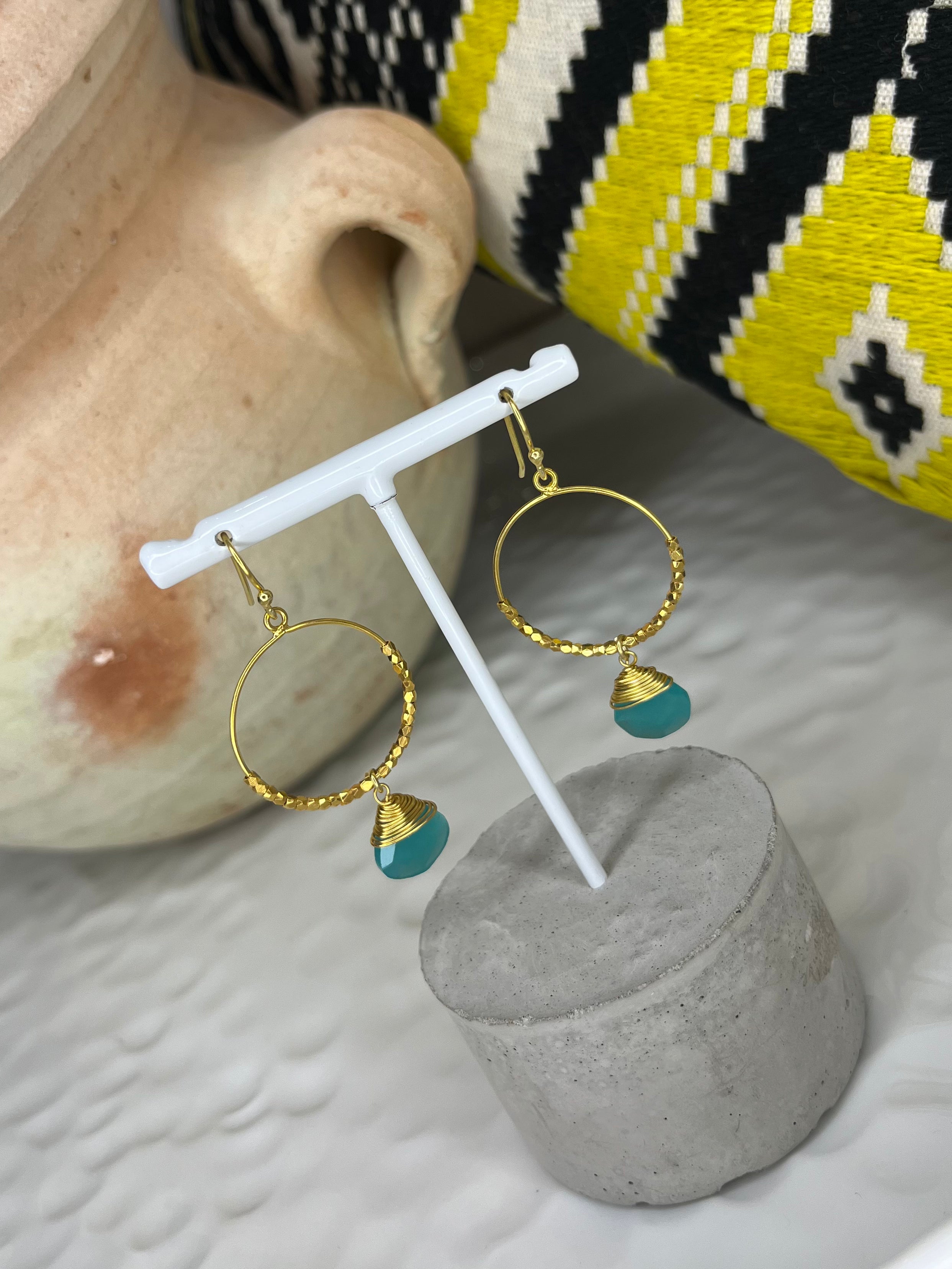 Marie Aqua Chalcedony Hoops