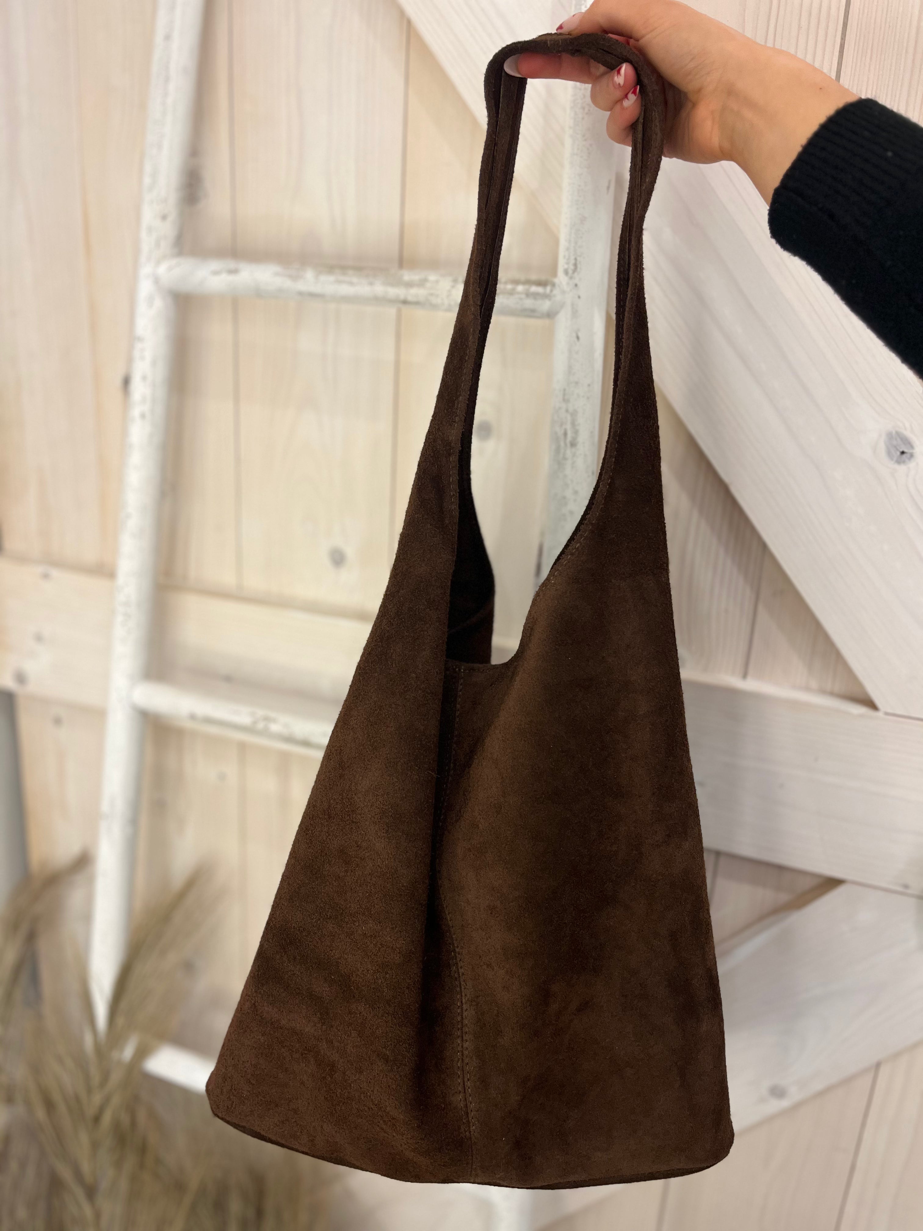Suede Slouch Tote Bag