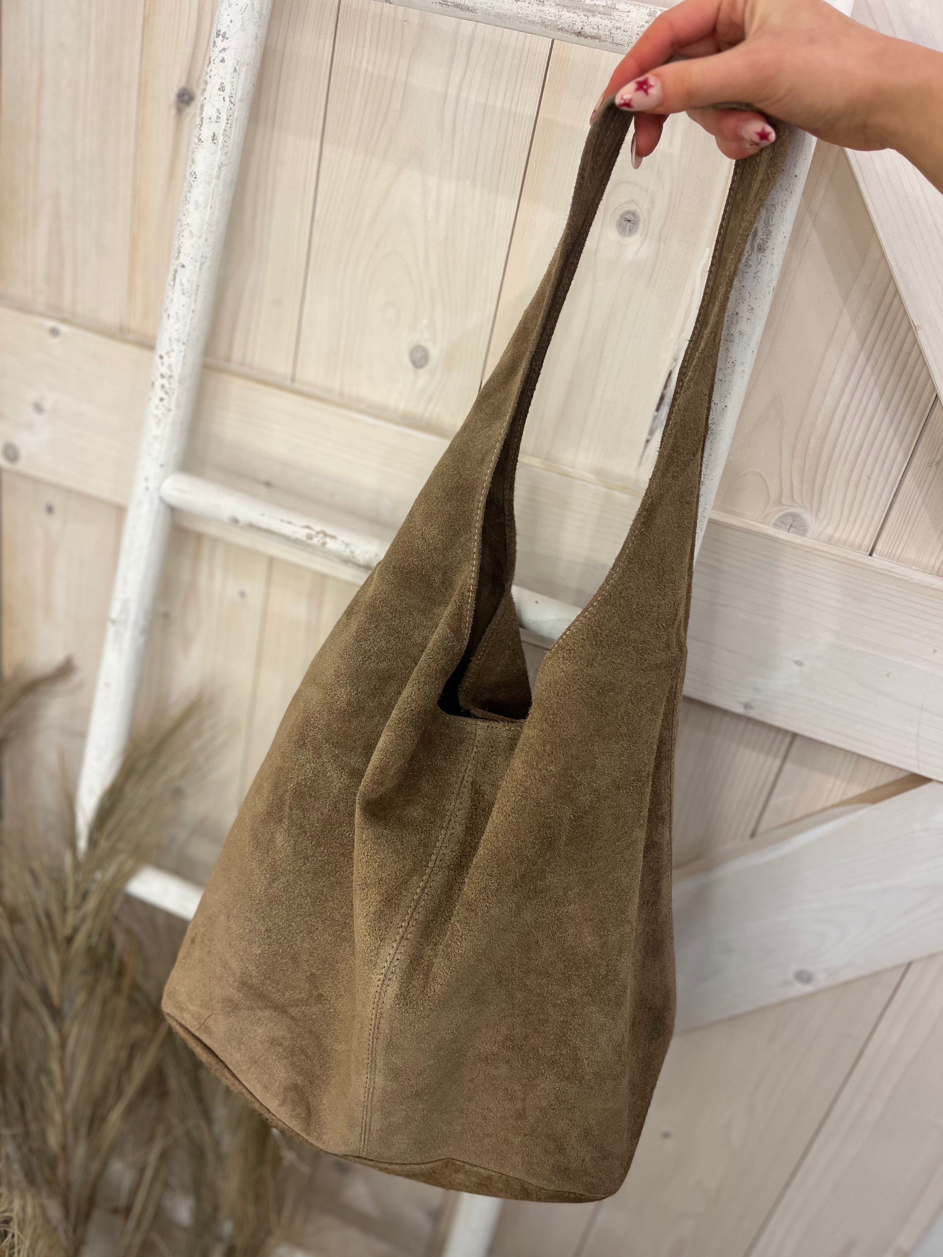 Suede Slouch Tote Bag