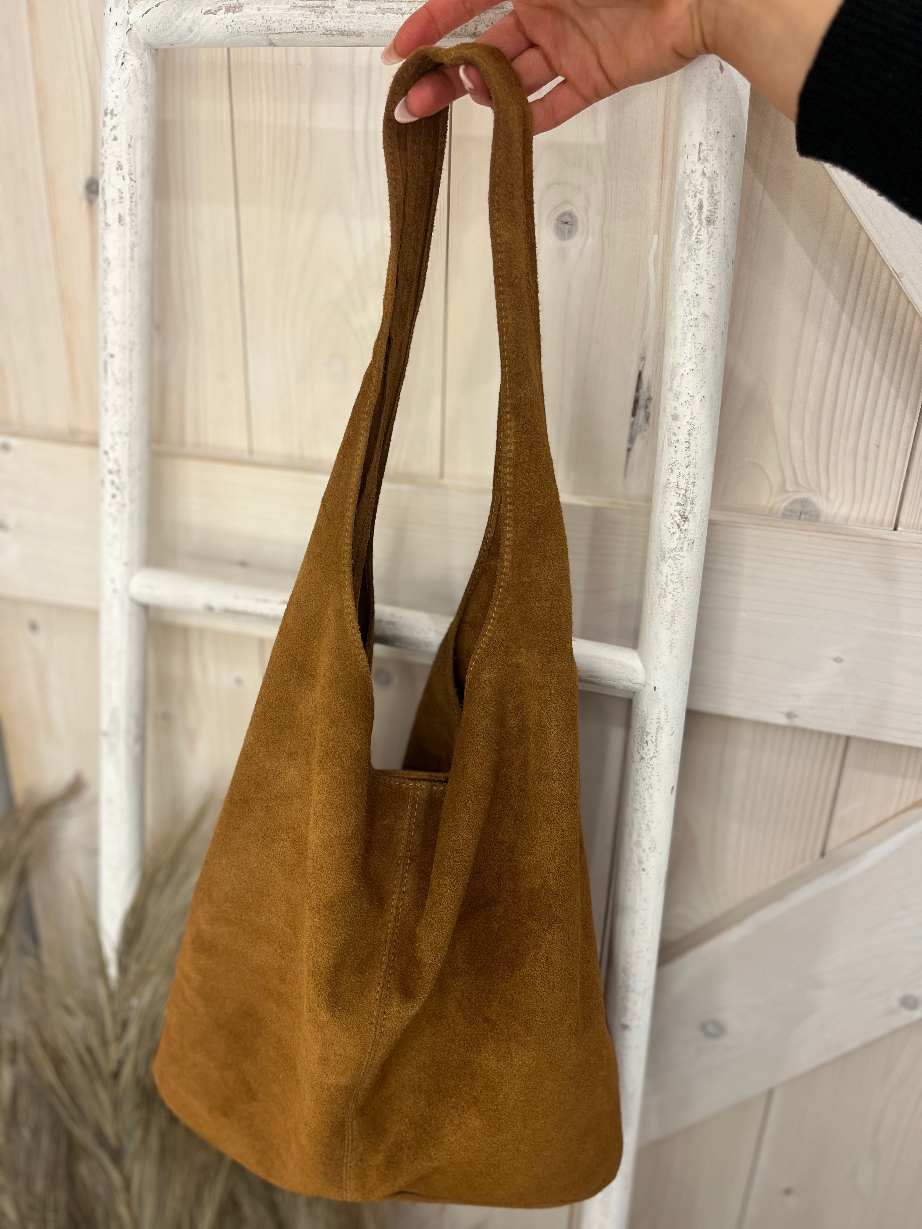 Suede Slouch Tote Bag