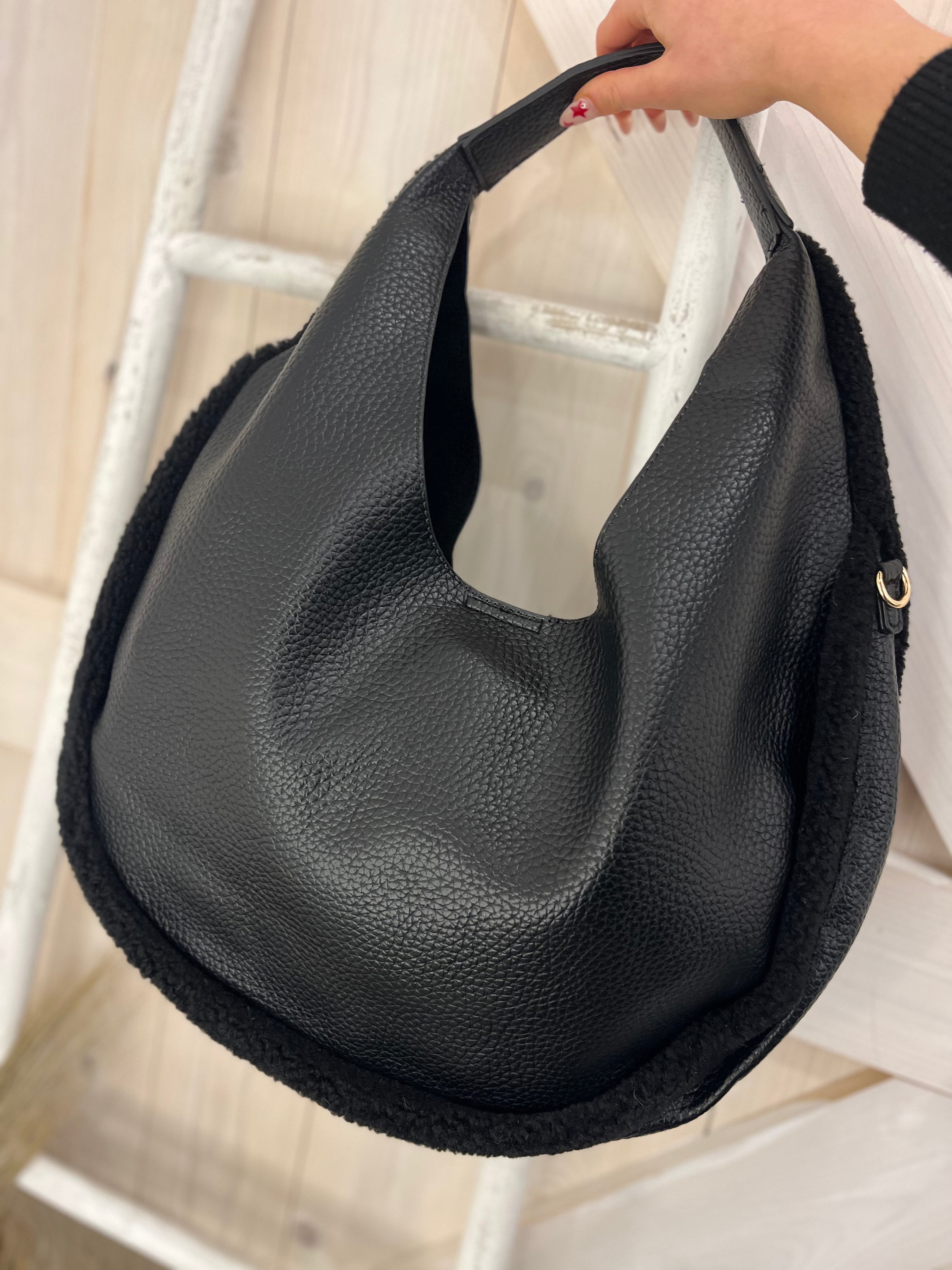 Sherpa Lined Slouch Bag