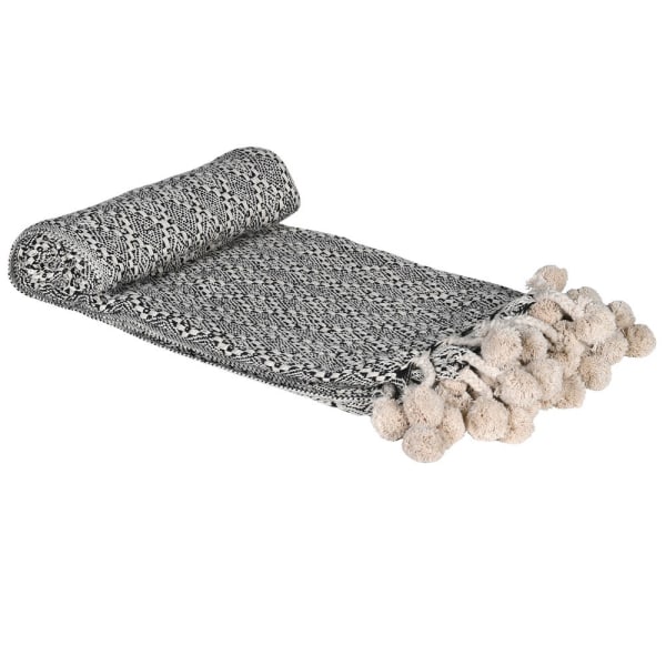 Black & White Pom Pom Throw