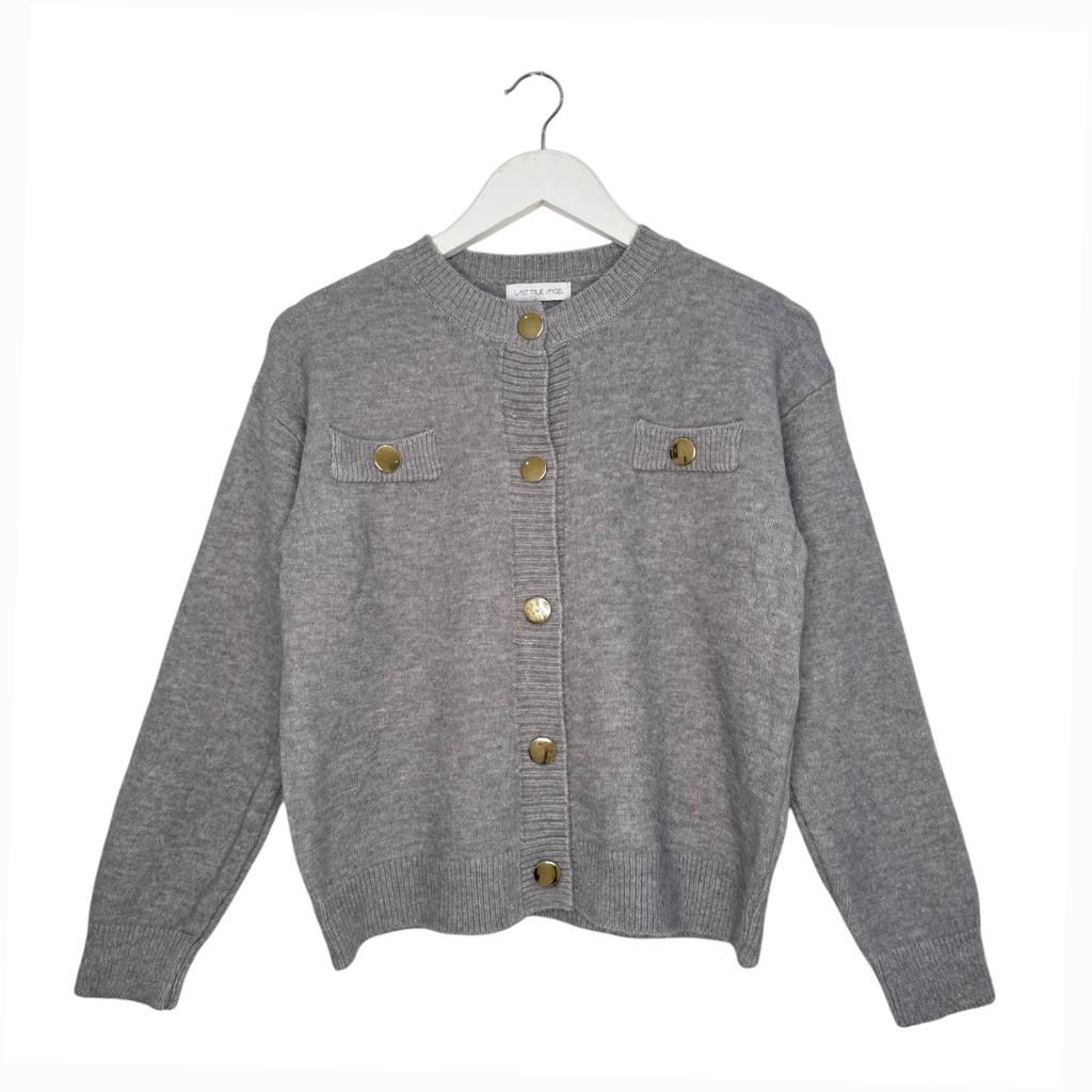 Boxy Cardigan with Oversized Button Detail
