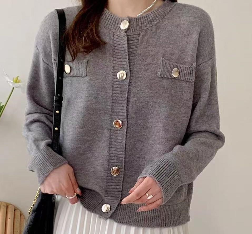 Boxy Cardigan with Oversized Button Detail
