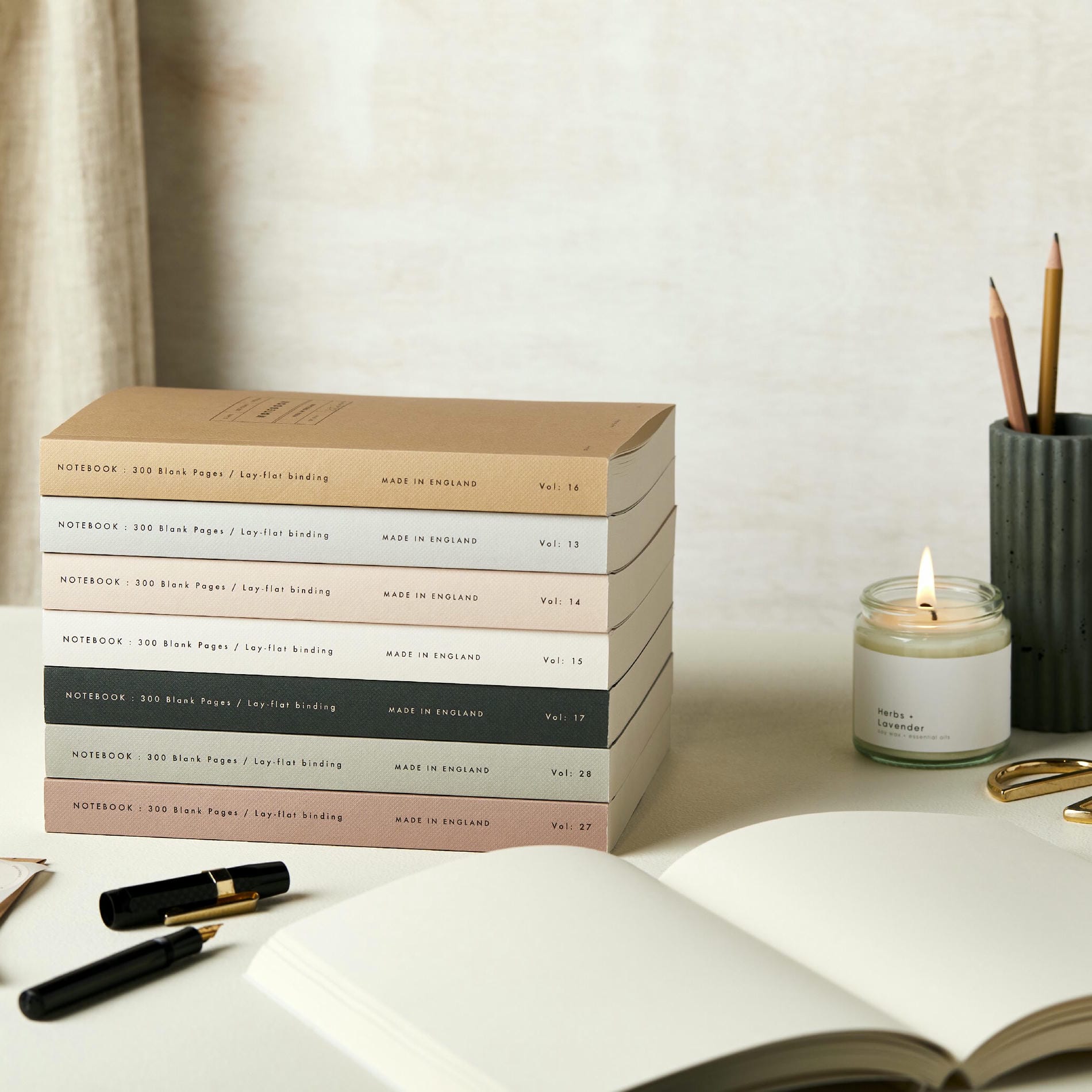 BLACK & WHITE STRIPE LAY FLAT NOTEBOOK