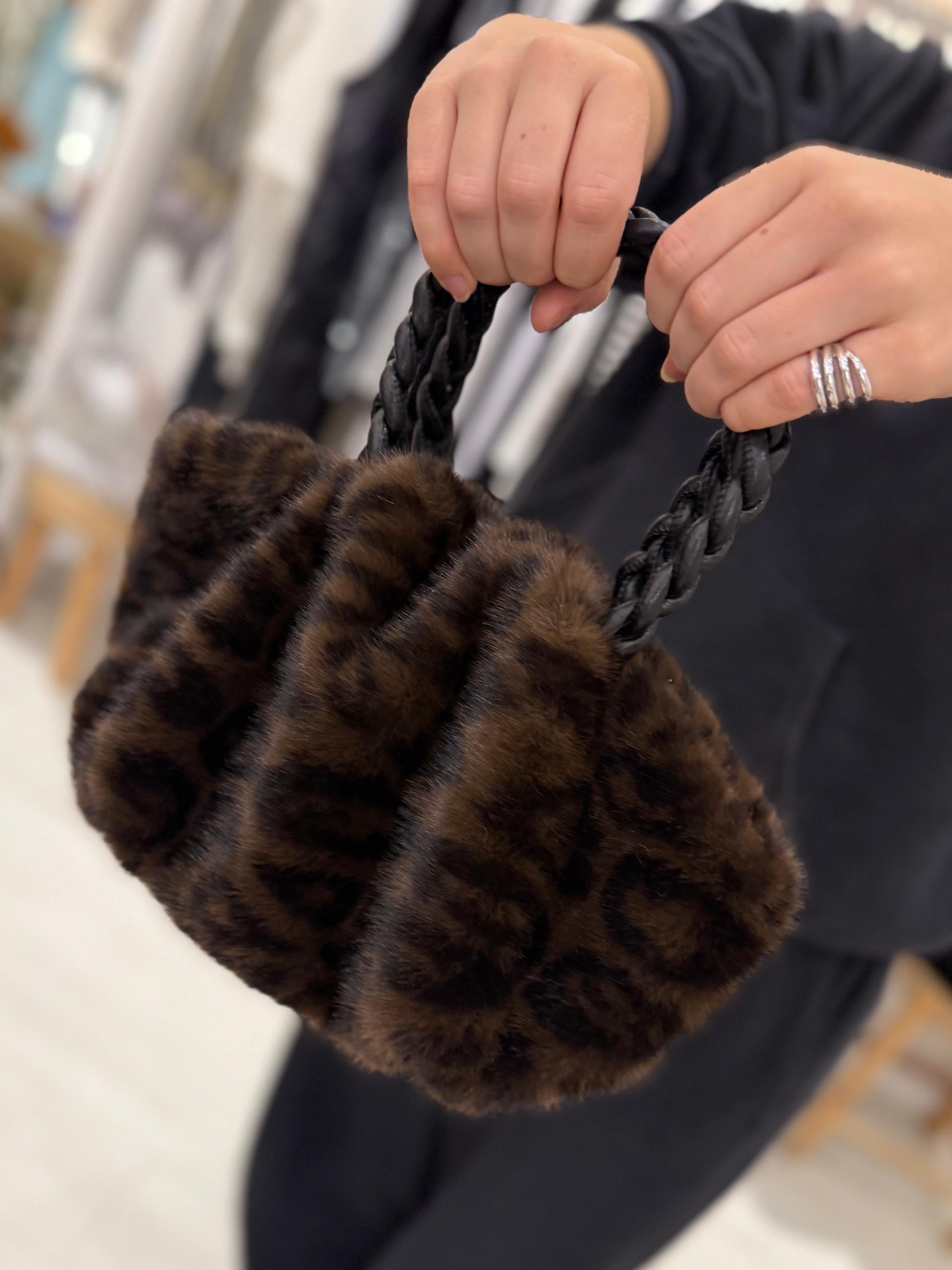 Faux Fur Chain Handbag