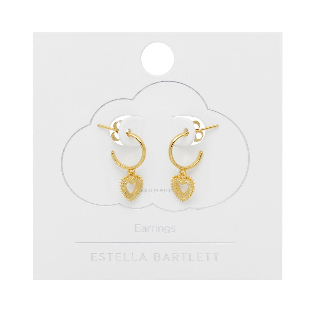 Heartburst Drop Hoop Earrings