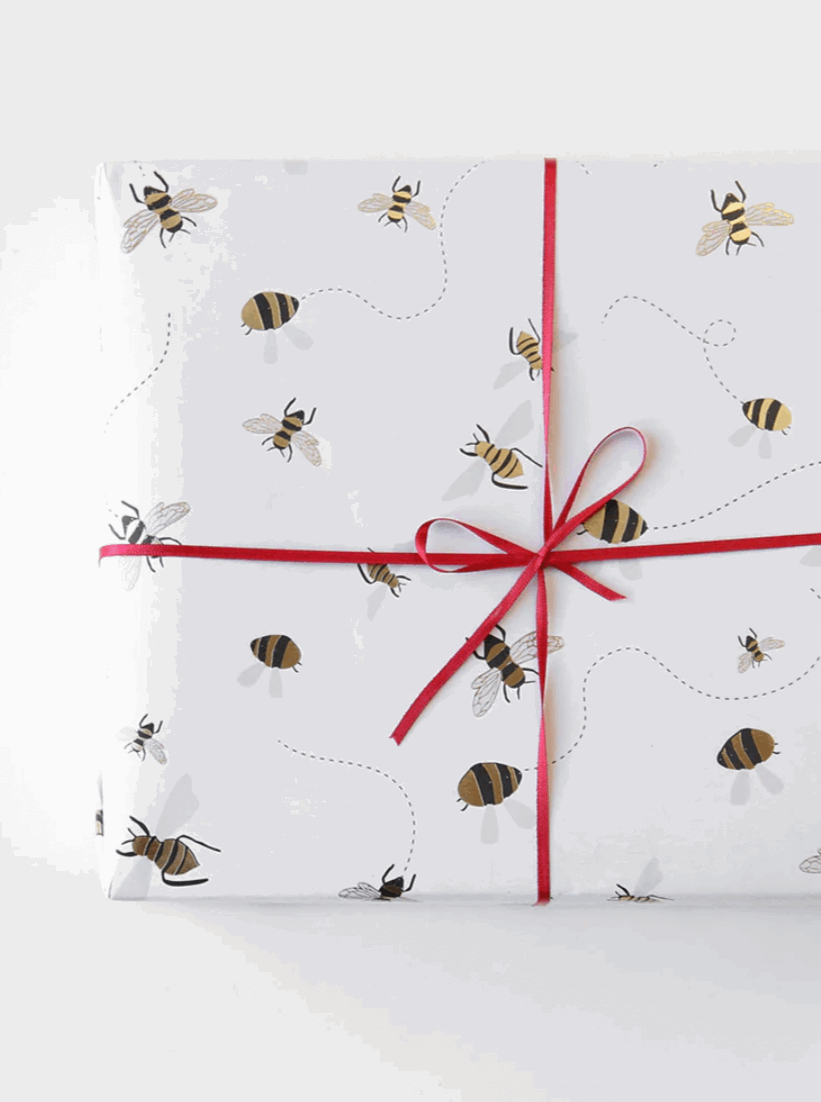 Gold Foil Bee Wrapping Paper