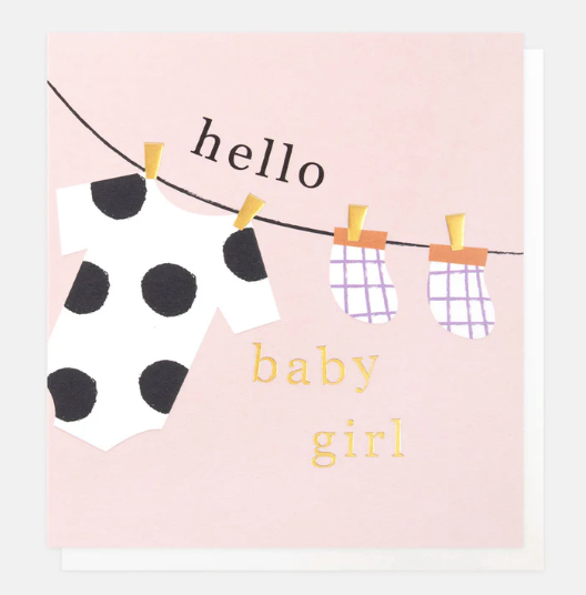 HELLO BABY GIRL WASHING LINE CARD