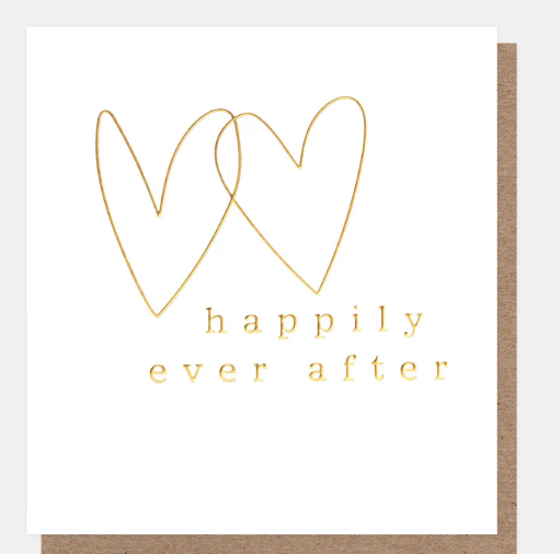 HAPPILY EVER AFTER OUTLINE OVERLAPPED GOLD HEARTS
