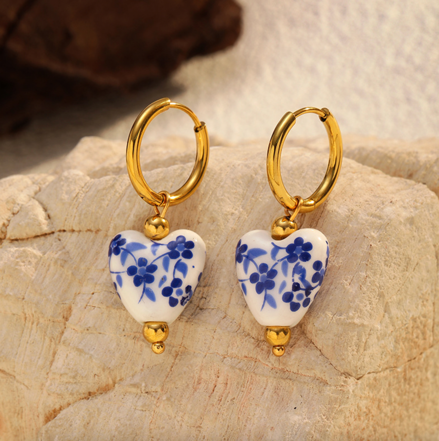 Porcelain Flower Huggie