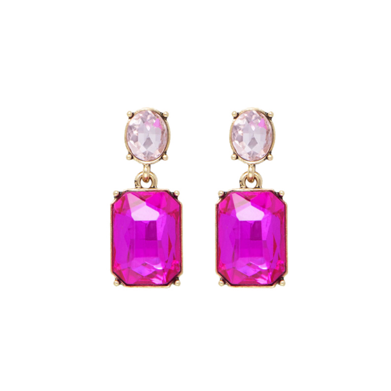 Oval twin gem earring