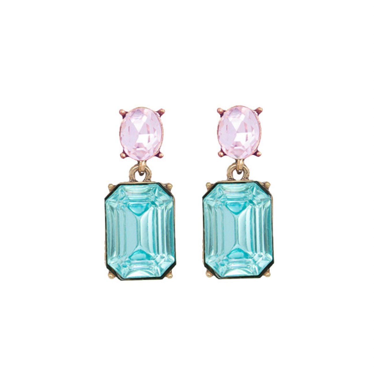 Oval twin gem earring