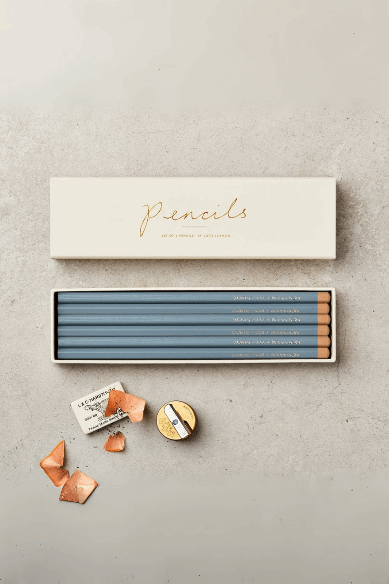 BOXED SET OF SIX HIDE PALE GREY 2B PENCILS