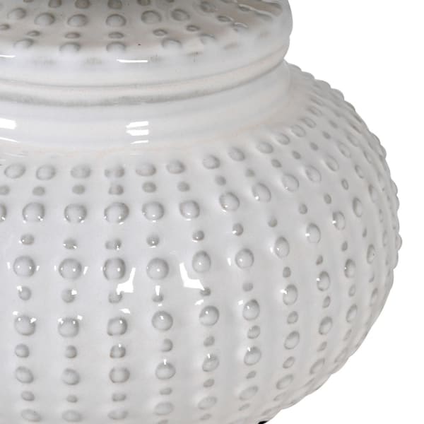 Cream Dimple Table Lamp with Linen Shade