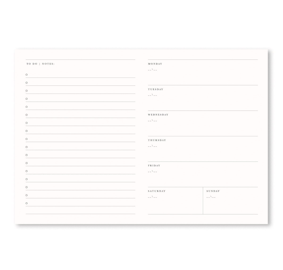 A5 LAY FLAT ANY DATE WEEKLY PLANNER IN SHELL