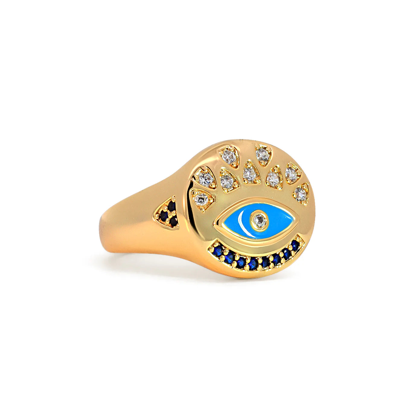 Blue Embellished Evil Eye Ring