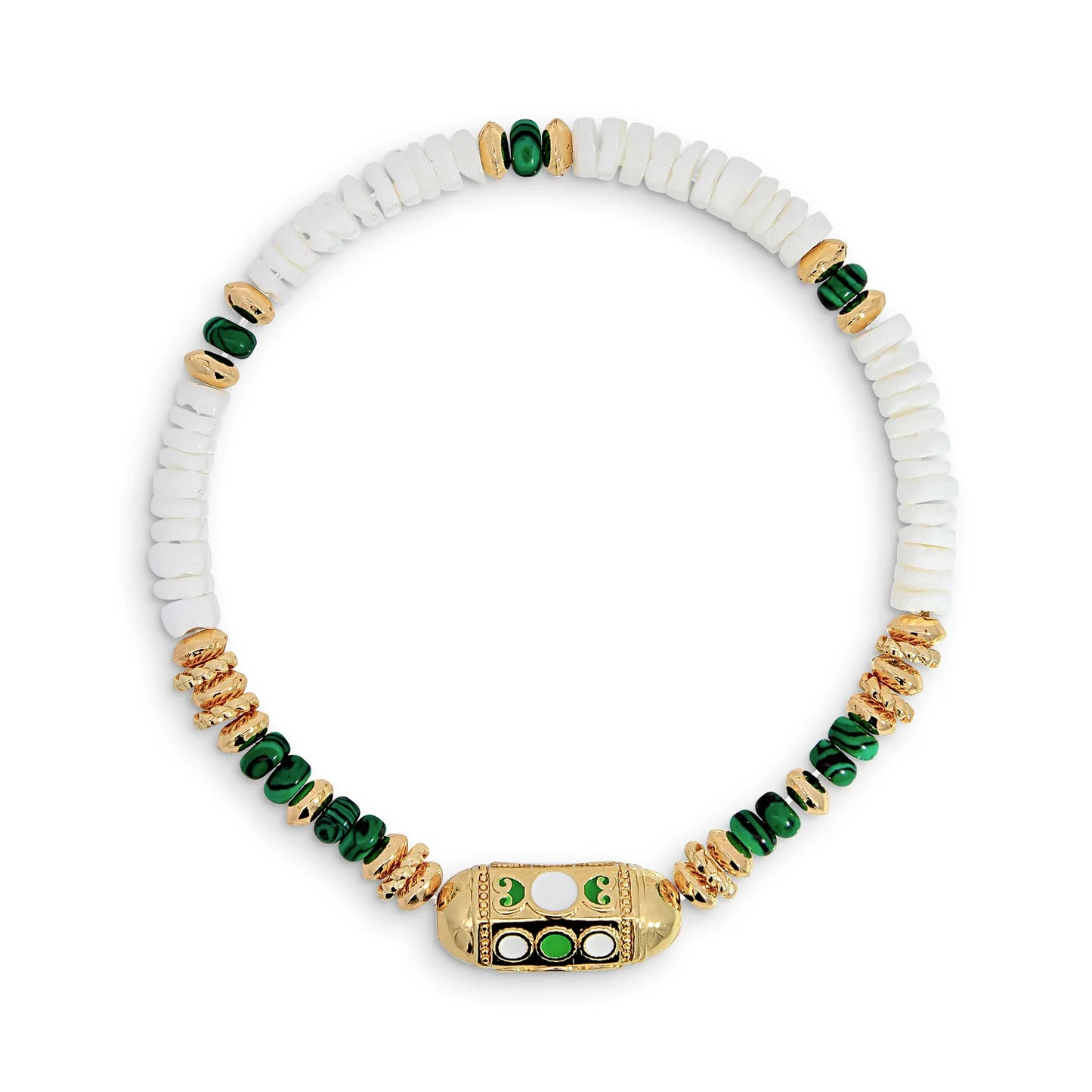 Natural Stone and Shell Beaded Bracelet