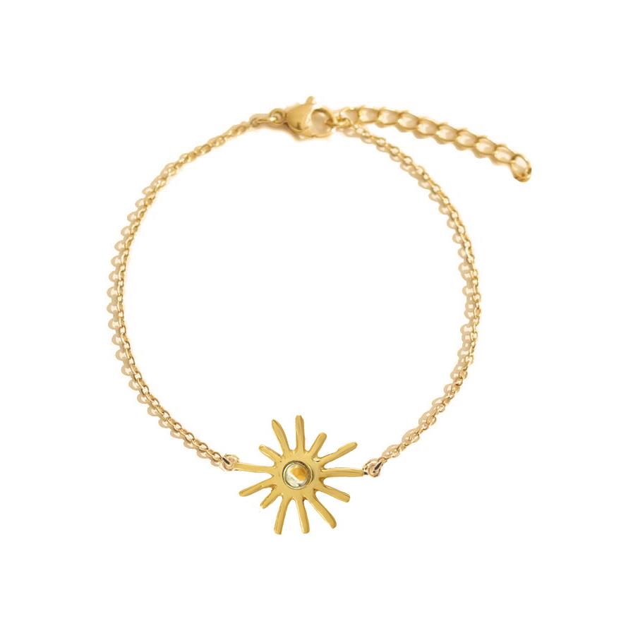 Sunburst bracelet in gold with Peridot