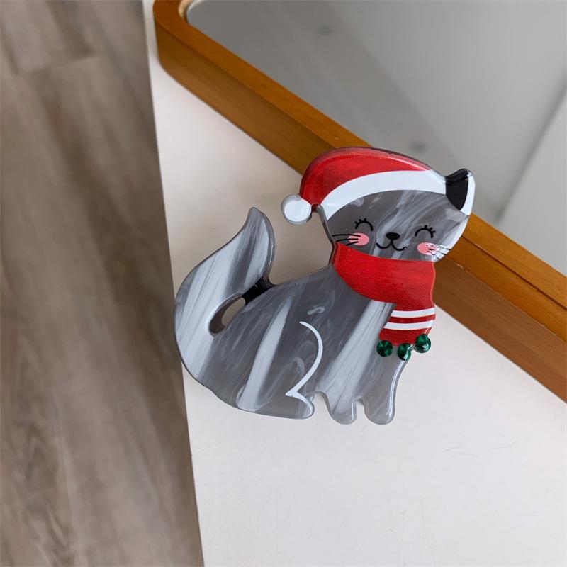 Christmas cat claw clip