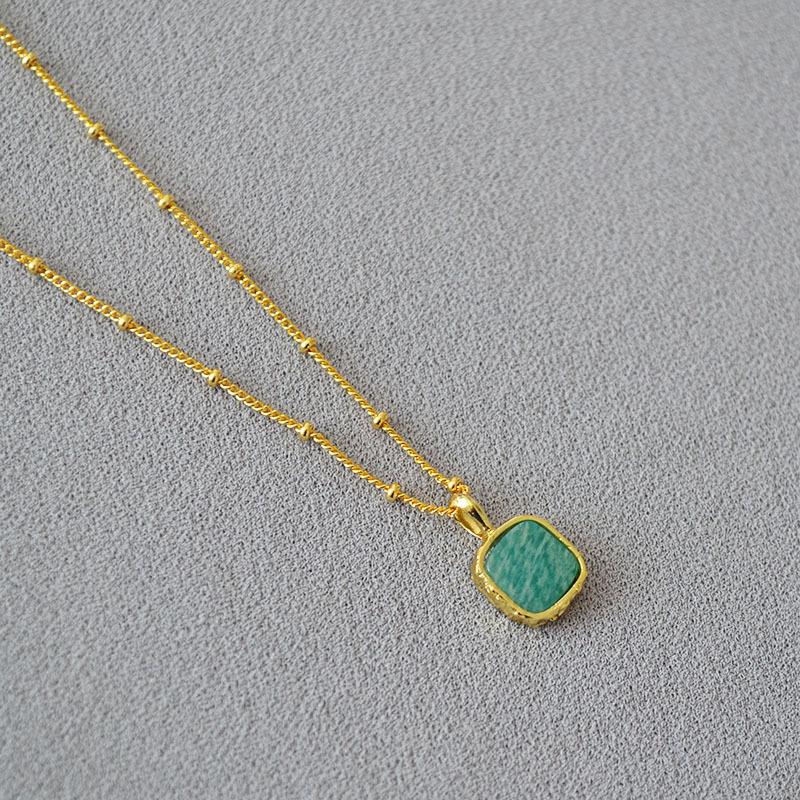 Natural stone pendant necklace in aventurine